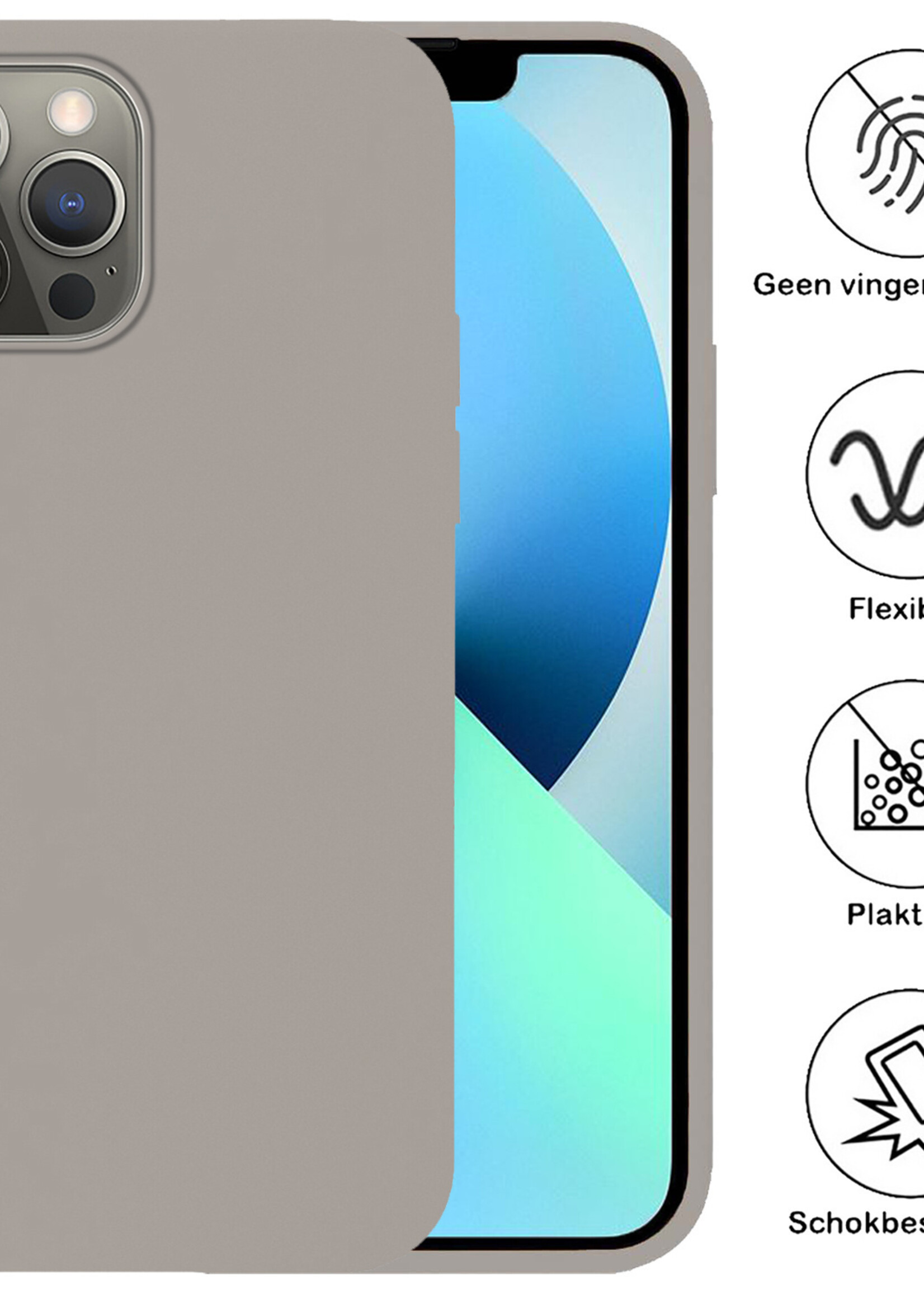 BTH Hoesje Geschikt voor iPhone 13 Pro Hoesje Siliconen Case Hoes - Hoes Geschikt voor iPhone 13 Pro Hoes Cover Case - Grijs - 2 PACK