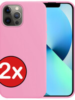 BTH BTH iPhone 13 Pro Hoesje Siliconen - Lichtroze - 2 PACK