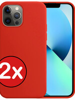 BTH BTH iPhone 13 Pro Hoesje Siliconen - Rood - 2 PACK
