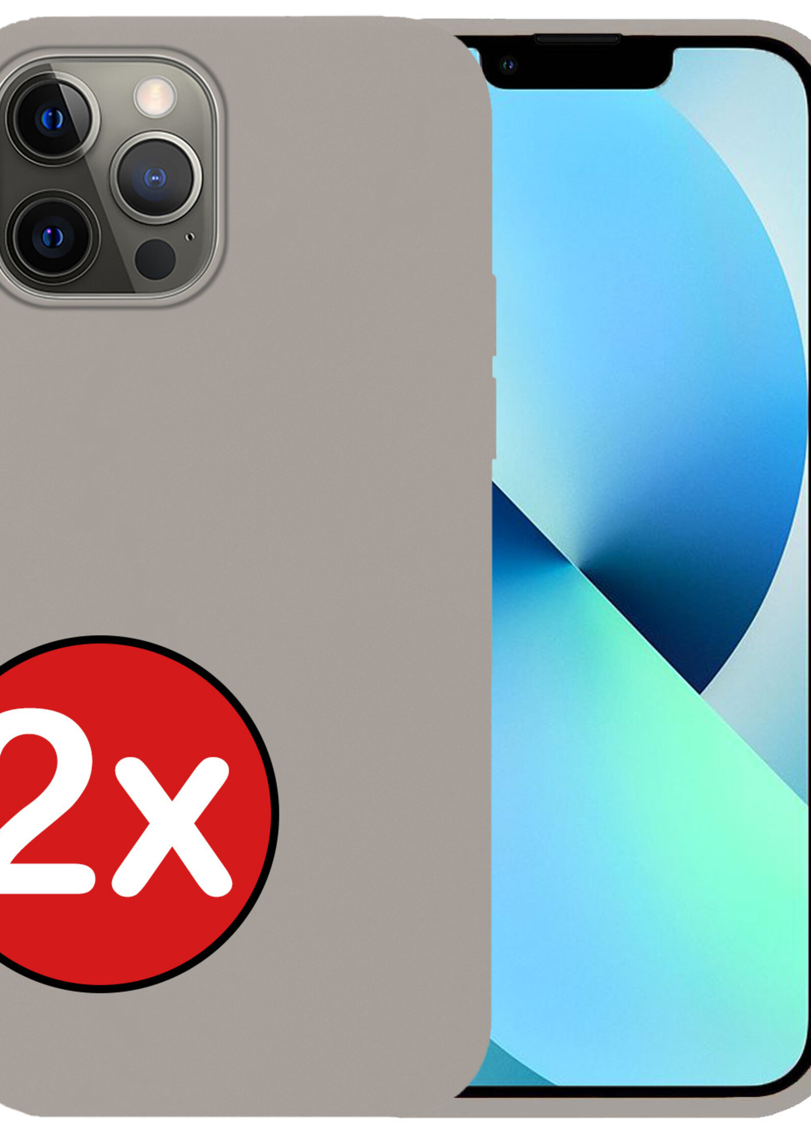 BTH Hoesje Geschikt voor iPhone 13 Pro Max Hoesje Siliconen Case Hoes - Hoes Geschikt voor iPhone 13 Pro Max Hoes Cover Case - Grijs - 2 PACK