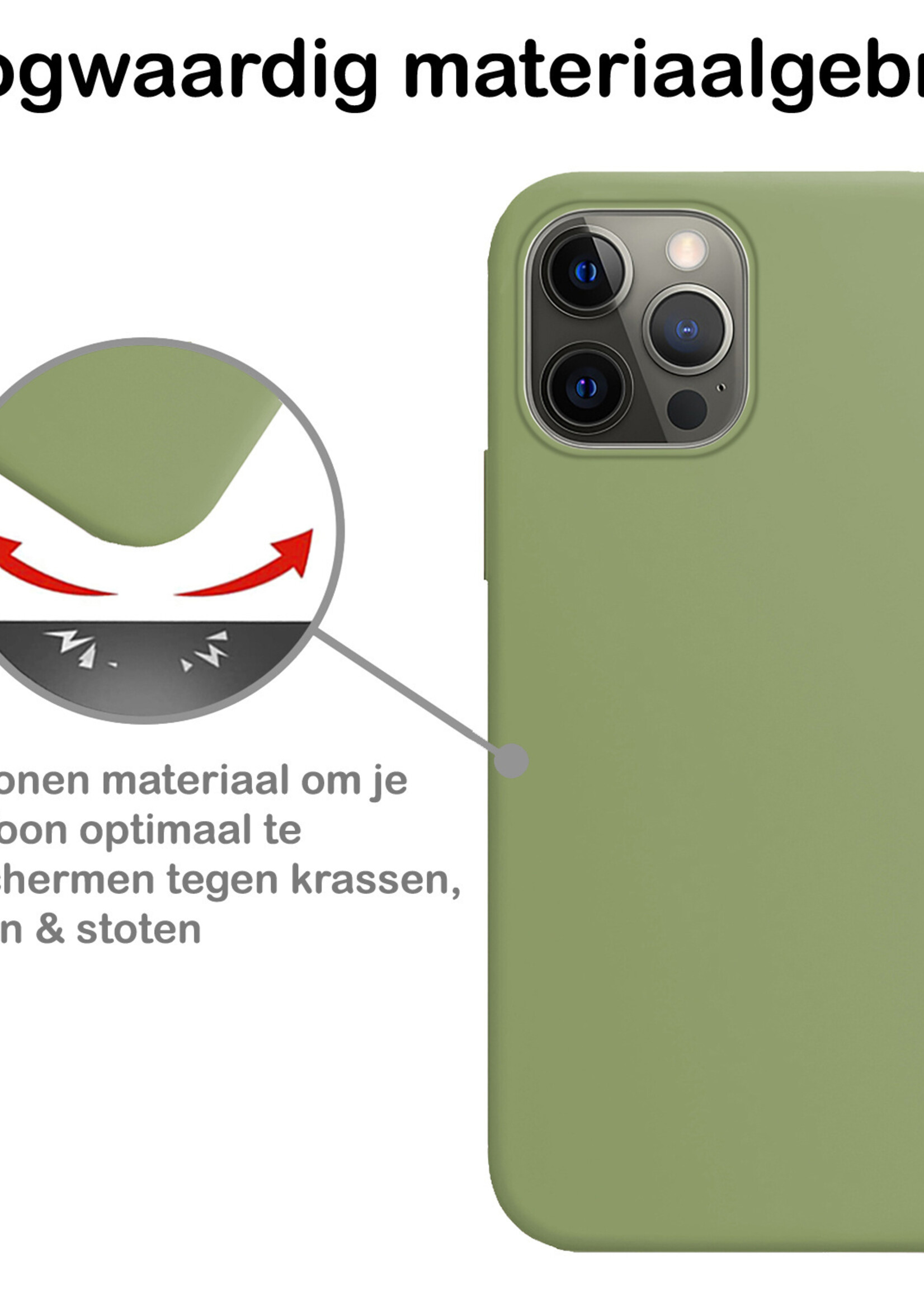 BTH Hoesje Geschikt voor iPhone 13 Pro Max Hoesje Siliconen Case Hoes - Hoes Geschikt voor iPhone 13 Pro Max Hoes Cover Case - Groen - 2 PACK