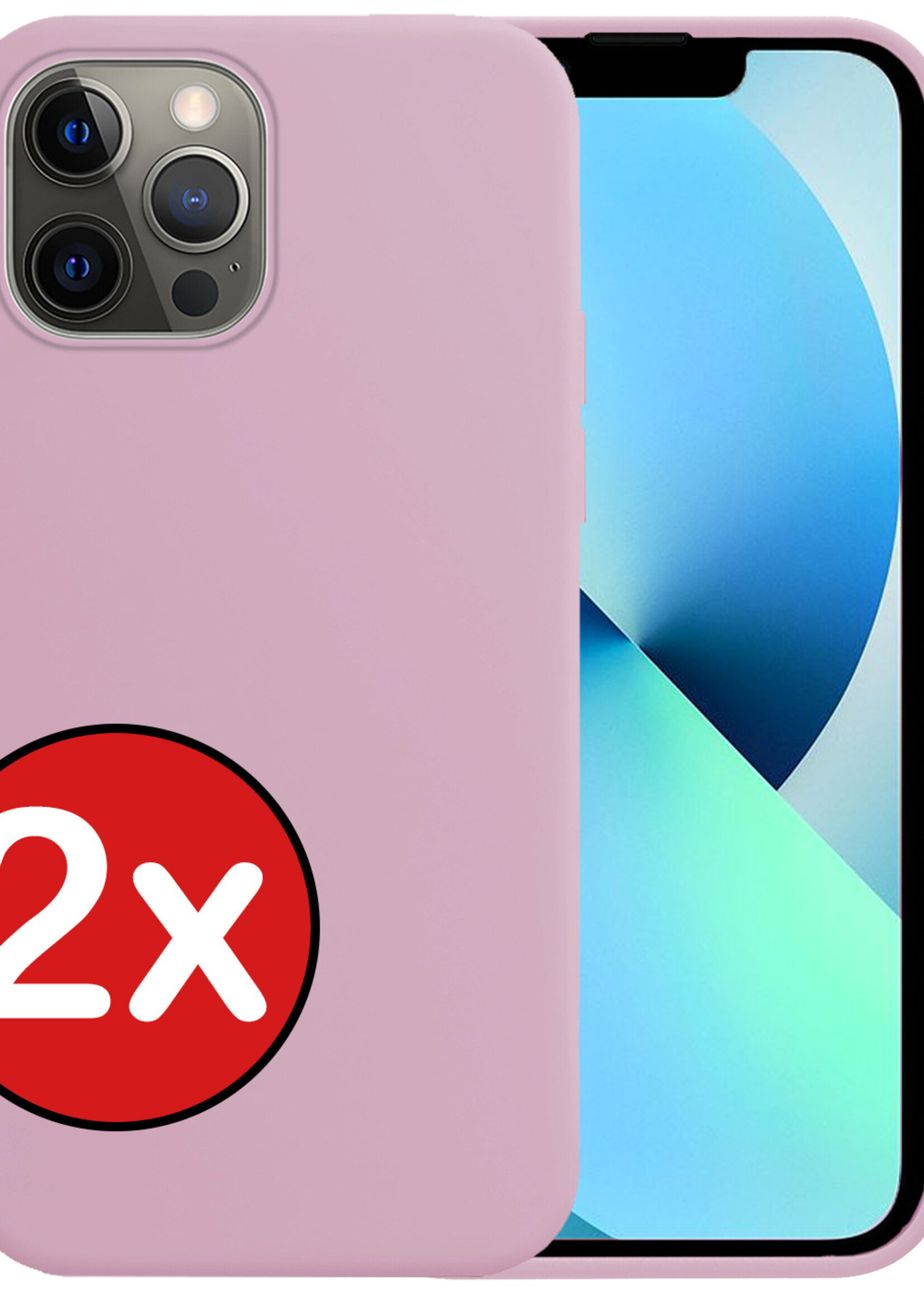 BTH Hoesje Geschikt voor iPhone 13 Pro Max Hoesje Siliconen Case Hoes - Hoes Geschikt voor iPhone 13 Pro Max Hoes Cover Case - Lila - 2 PACK