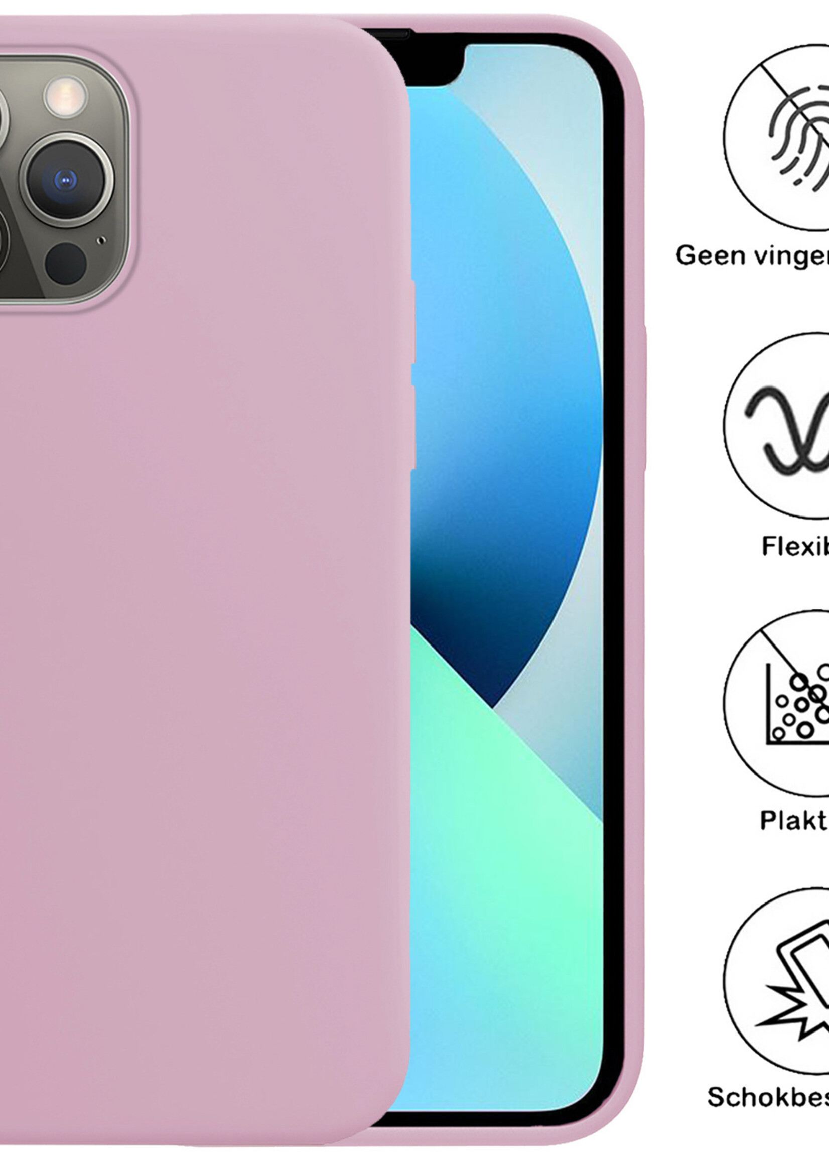 BTH Hoesje Geschikt voor iPhone 13 Pro Max Hoesje Siliconen Case Hoes - Hoes Geschikt voor iPhone 13 Pro Max Hoes Cover Case - Lila - 2 PACK