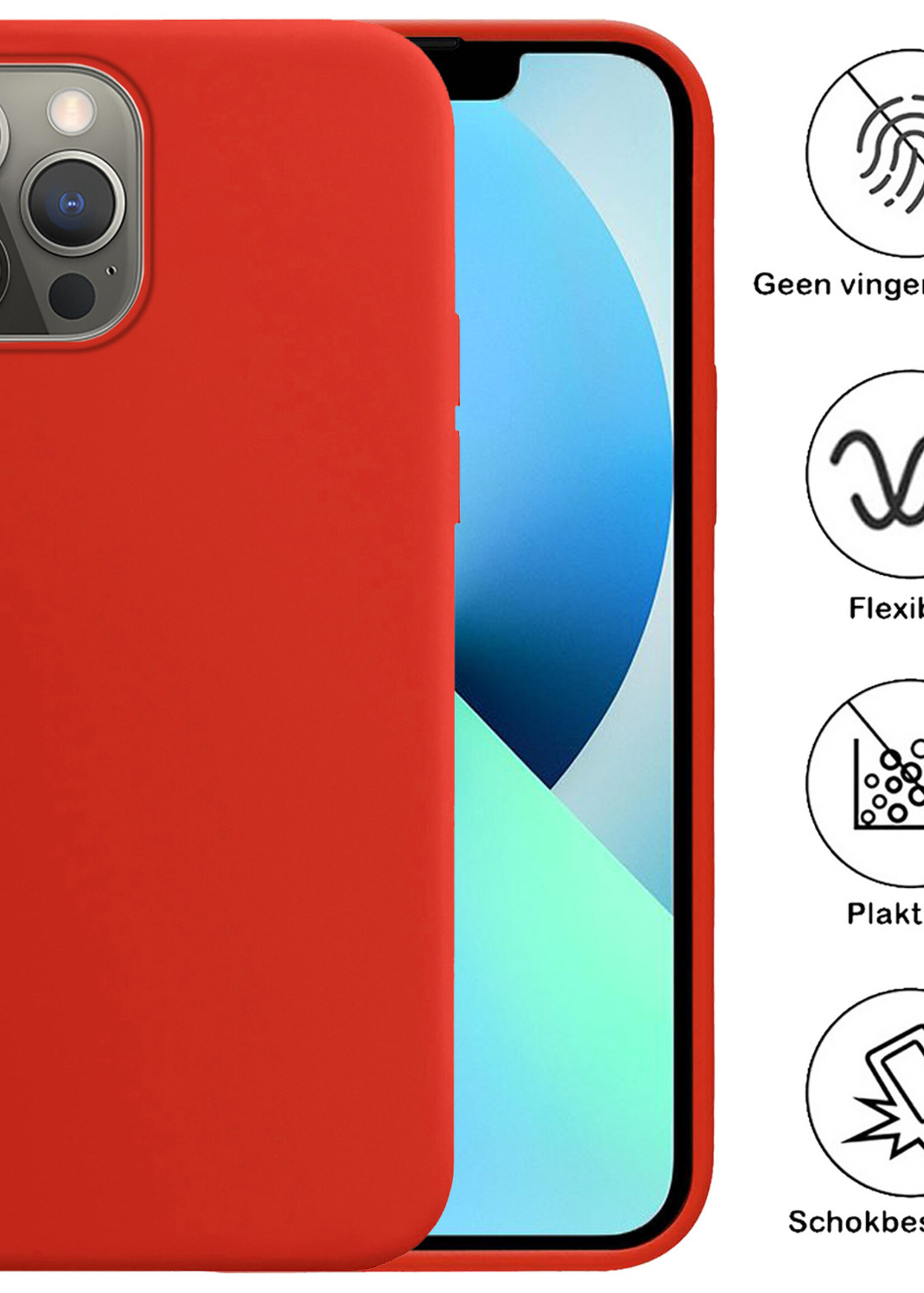 BTH Hoesje Geschikt voor iPhone 13 Pro Max Hoesje Siliconen Case Hoes - Hoes Geschikt voor iPhone 13 Pro Max Hoes Cover Case - Rood - 2 PACK