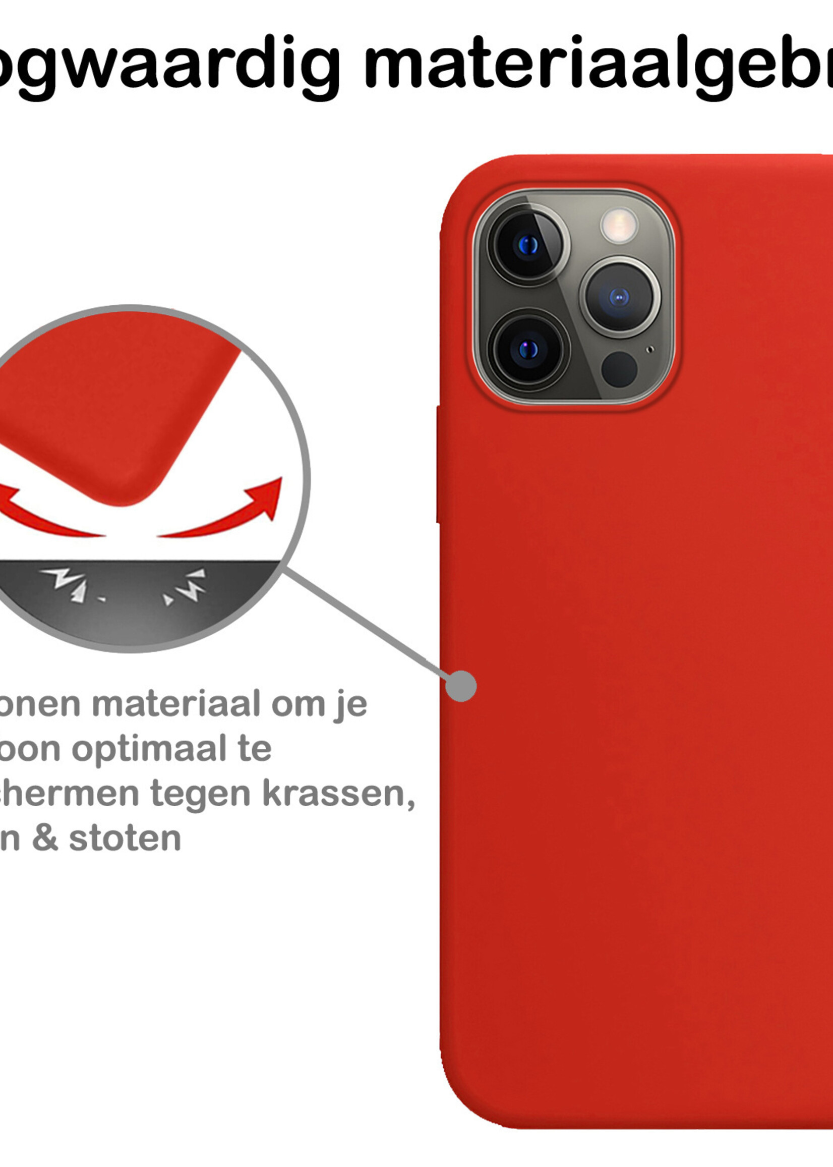 BTH Hoesje Geschikt voor iPhone 13 Pro Max Hoesje Siliconen Case Hoes - Hoes Geschikt voor iPhone 13 Pro Max Hoes Cover Case - Rood - 2 PACK