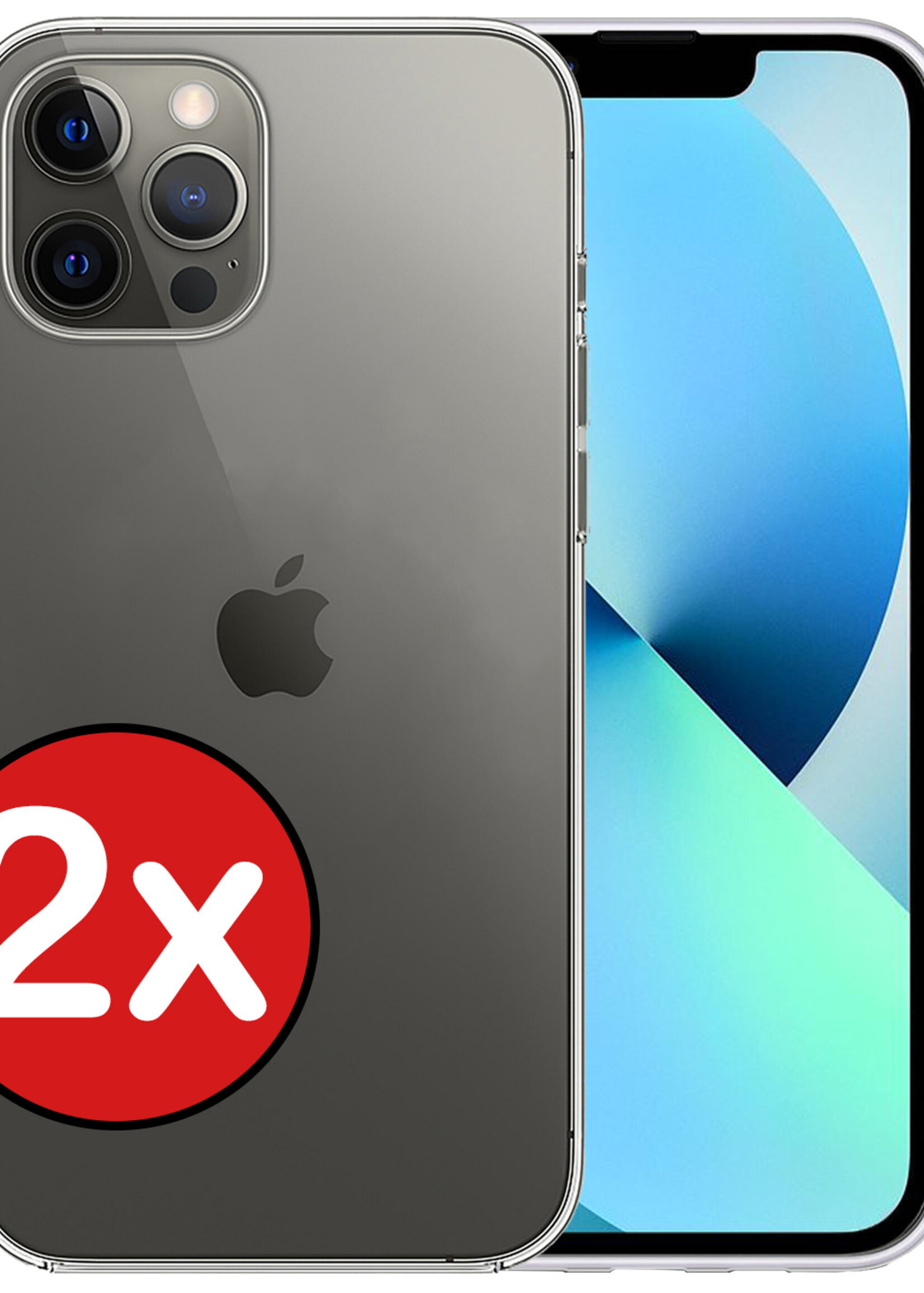 BTH Hoesje Geschikt voor iPhone 13 Pro Max Hoesje Siliconen Case Hoes - Hoes Geschikt voor iPhone 13 Pro Max Hoes Cover Case - Transparant - 2 PACK