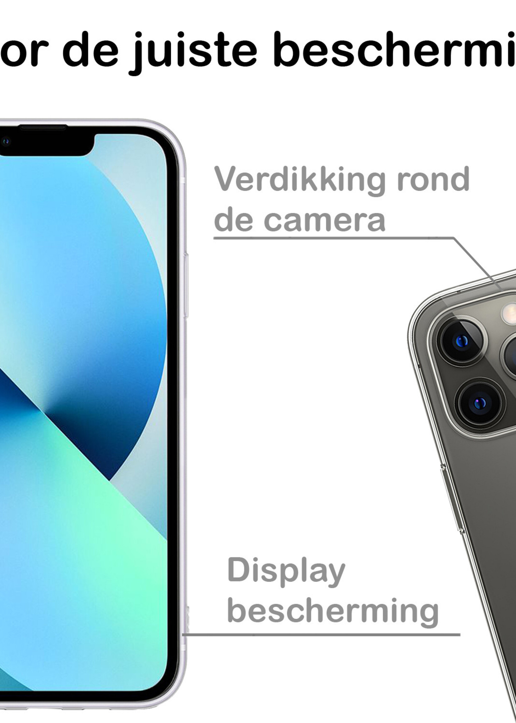 BTH Hoesje Geschikt voor iPhone 13 Pro Max Hoesje Siliconen Case Hoes - Hoes Geschikt voor iPhone 13 Pro Max Hoes Cover Case - Transparant - 2 PACK