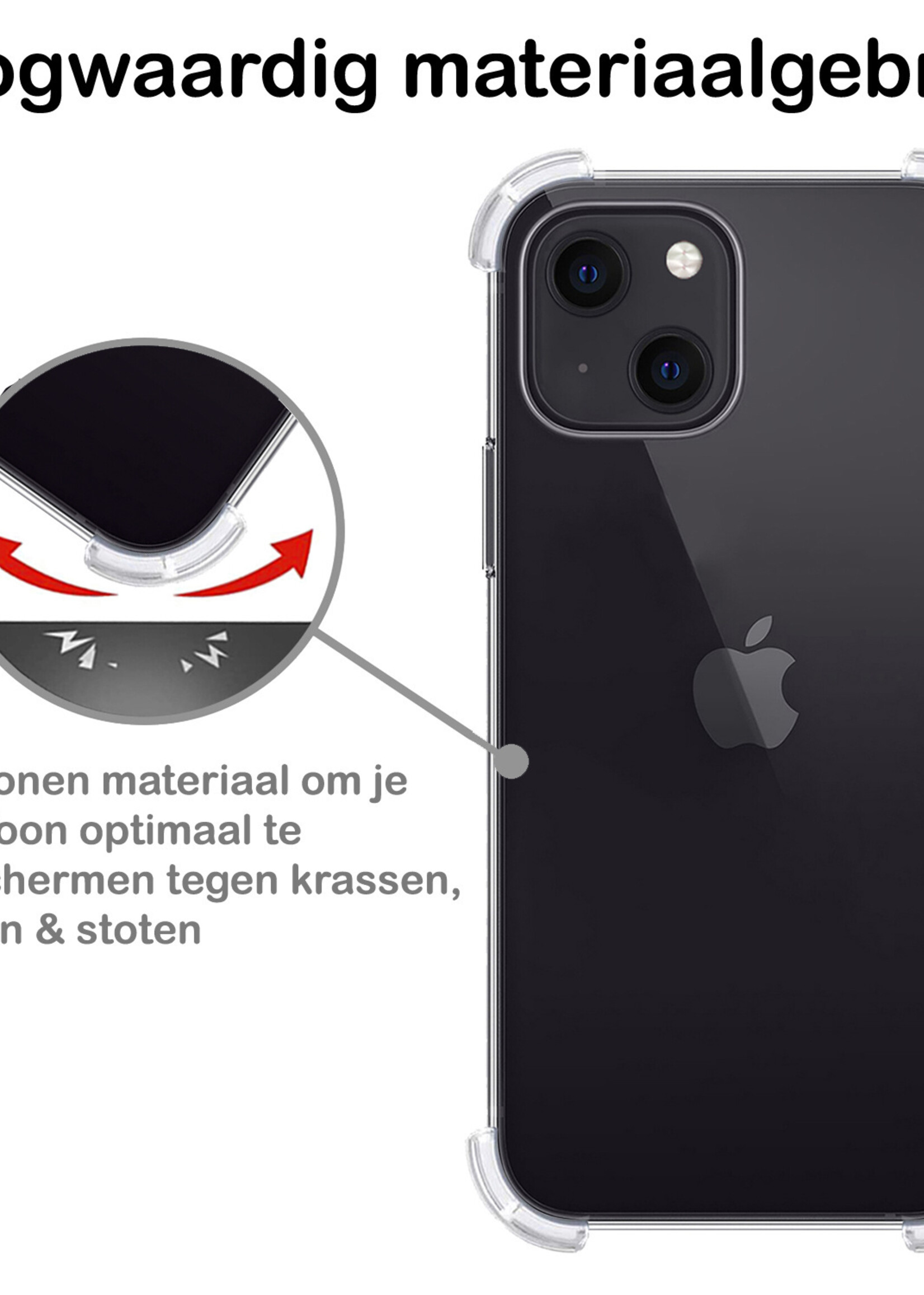 BTH Hoes voor iPhone 13 Hoesje Siliconen Shock Proof Case Transparant - Hoes voor iPhone 13 Hoes Extra Stevig Hoesje Cover