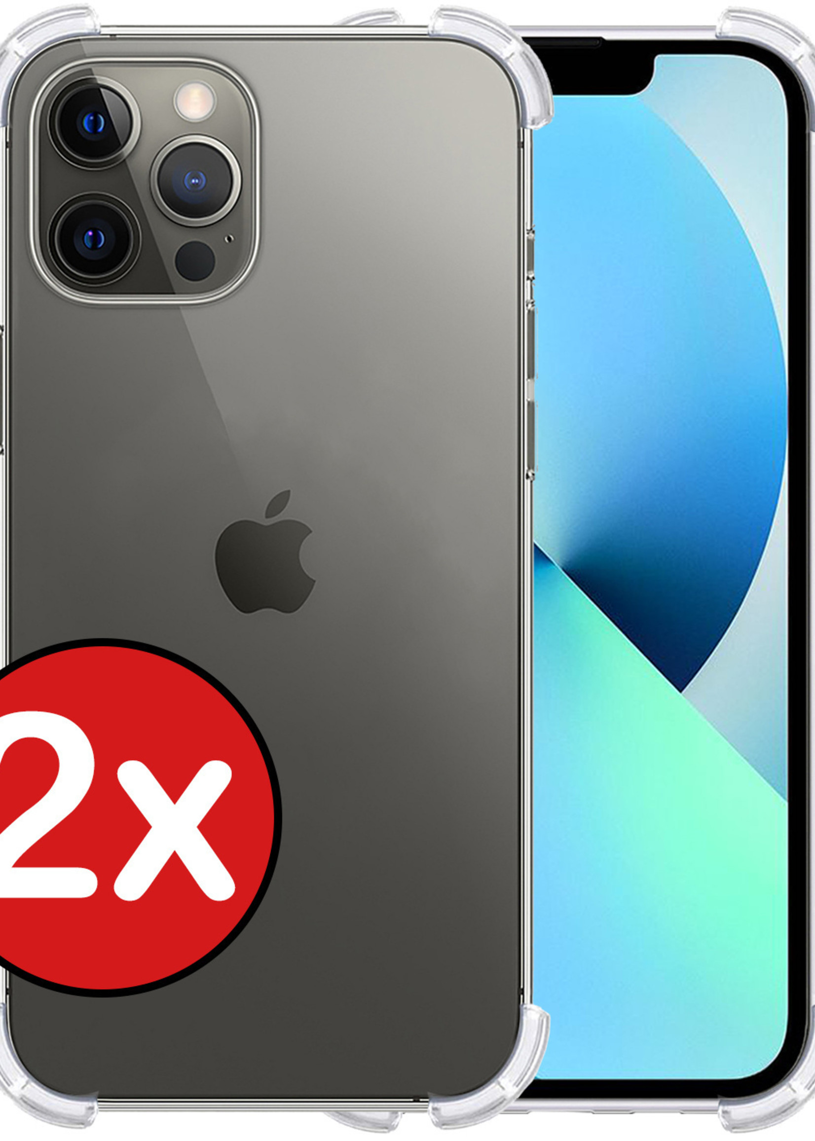 BTH Hoesje Geschikt voor iPhone 13 Pro Max Hoesje Siliconen Shock Proof Case Hoes - Hoes Geschikt voor iPhone 13 Pro Max Hoes Cover Case Shockproof - Transparant - 2 PACK