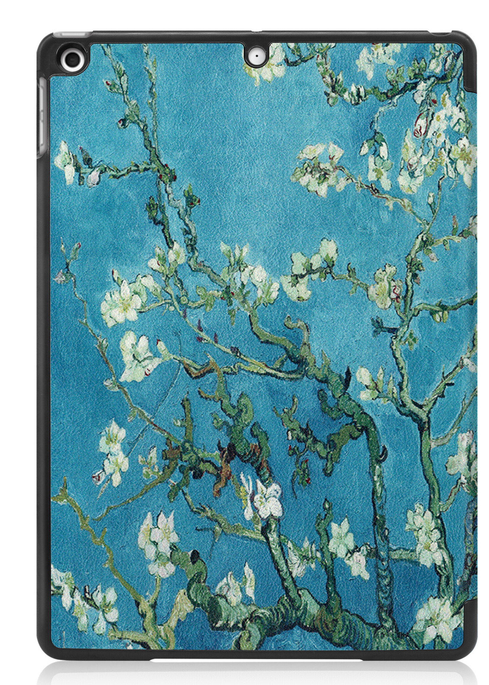 BTH Hoes Geschikt voor iPad 10.2 2021 Hoes Book Case Hoesje Trifold Cover Met Screenprotector - Hoesje Geschikt voor iPad 9 Hoesje Bookcase - Bloesem
