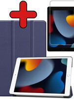 BTH BTH iPad 10.2 2021 hoesje donkerblauw met screenprotector