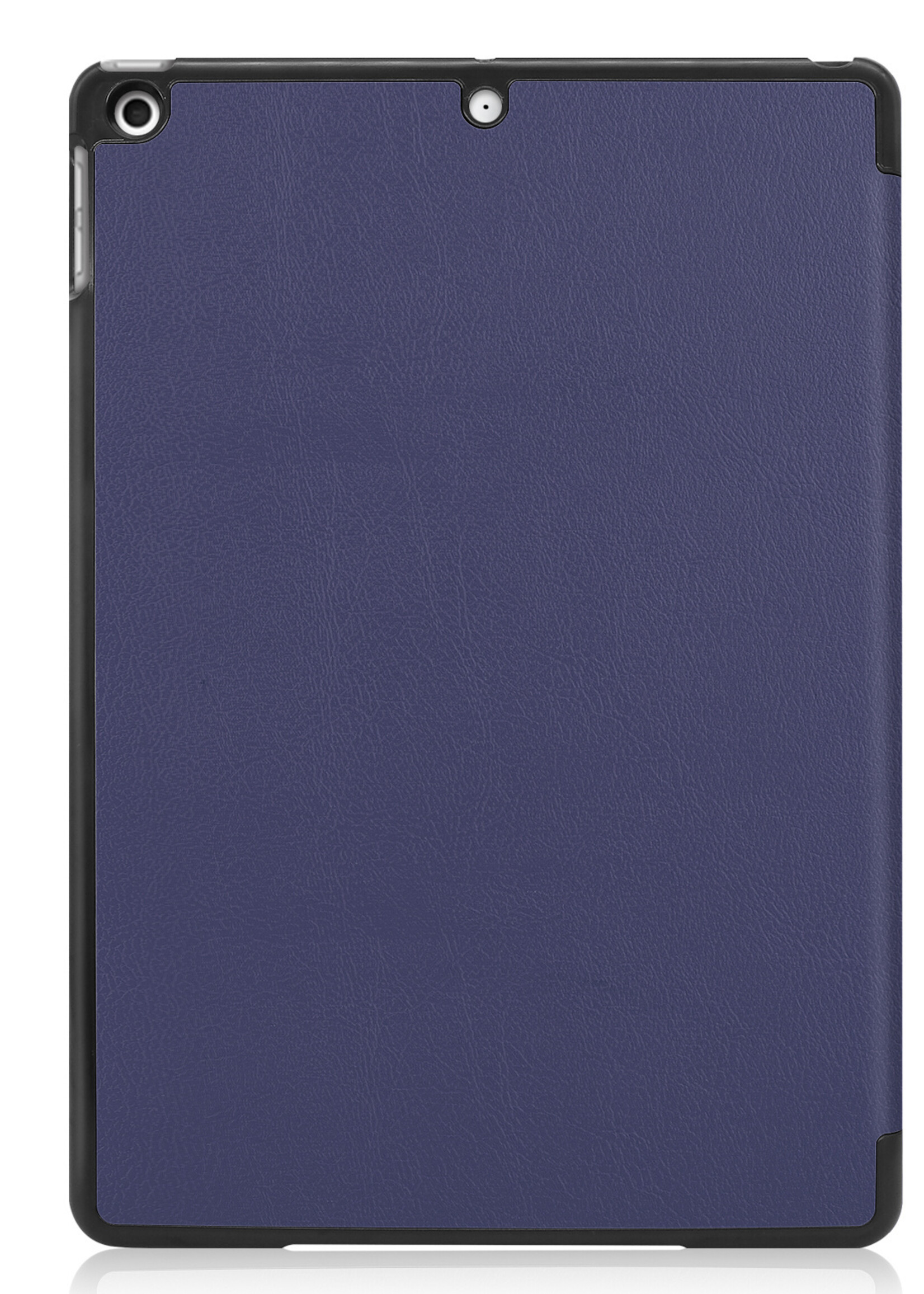 BTH Hoes Geschikt voor iPad 10.2 2021 Hoes Book Case Hoesje Trifold Cover Met Screenprotector - Hoesje Geschikt voor iPad 9 Hoesje Bookcase - Donkerblauw