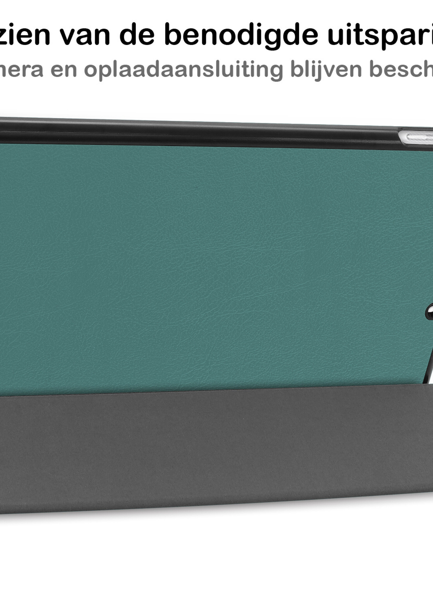 BTH Hoes Geschikt voor iPad 10.2 2021 Hoes Book Case Hoesje Trifold Cover Met Screenprotector - Hoesje Geschikt voor iPad 9 Hoesje Bookcase - Donkergroen