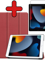 BTH BTH iPad 10.2 2021 hoesje donkerrood met screenprotector