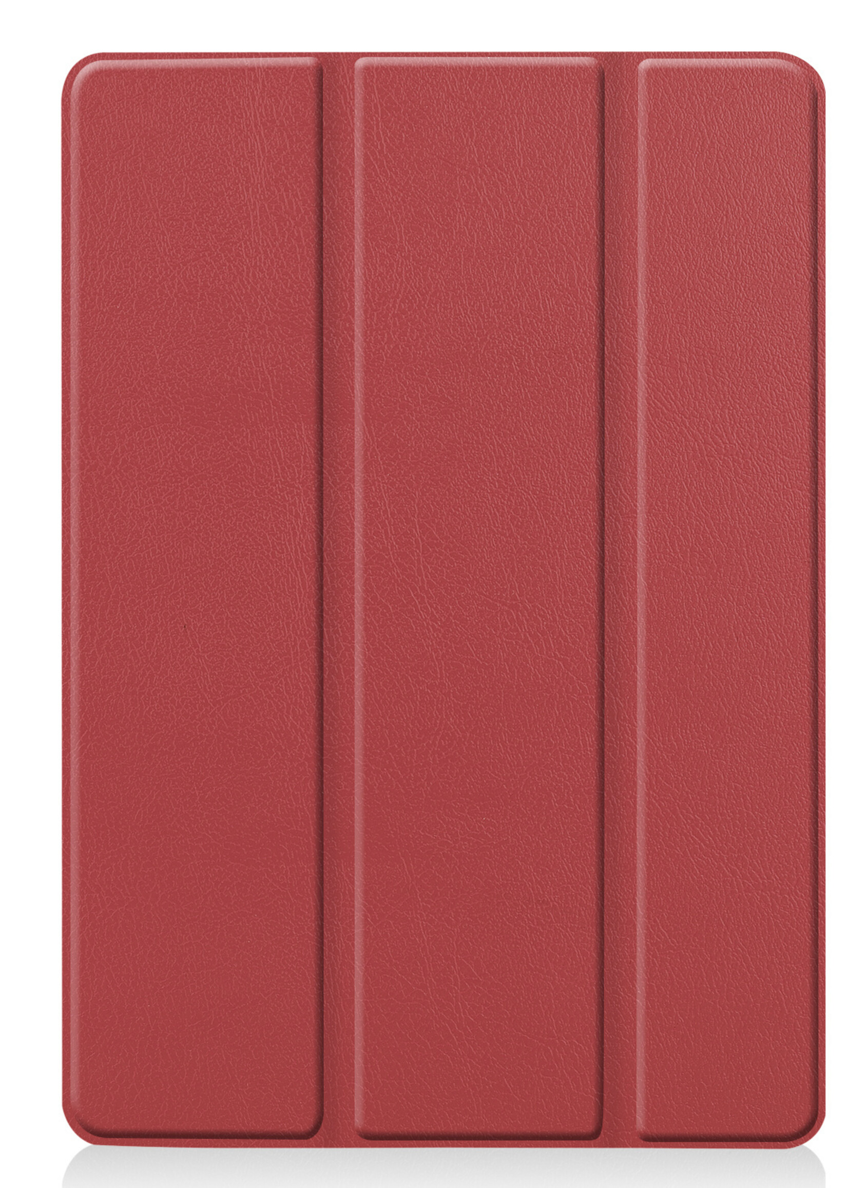BTH Hoes Geschikt voor iPad 10.2 2021 Hoes Book Case Hoesje Trifold Cover Met Screenprotector - Hoesje Geschikt voor iPad 9 Hoesje Bookcase - Donkerrood