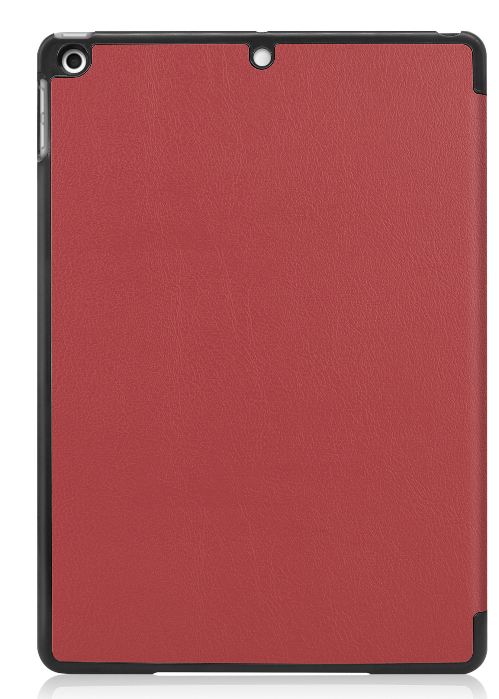 BTH Hoes Geschikt voor iPad 10.2 2021 Hoes Book Case Hoesje Trifold Cover Met Screenprotector - Hoesje Geschikt voor iPad 9 Hoesje Bookcase - Donkerrood