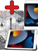 BTH BTH iPad 10.2 2021 hoesje eiffeltoren met screenprotector