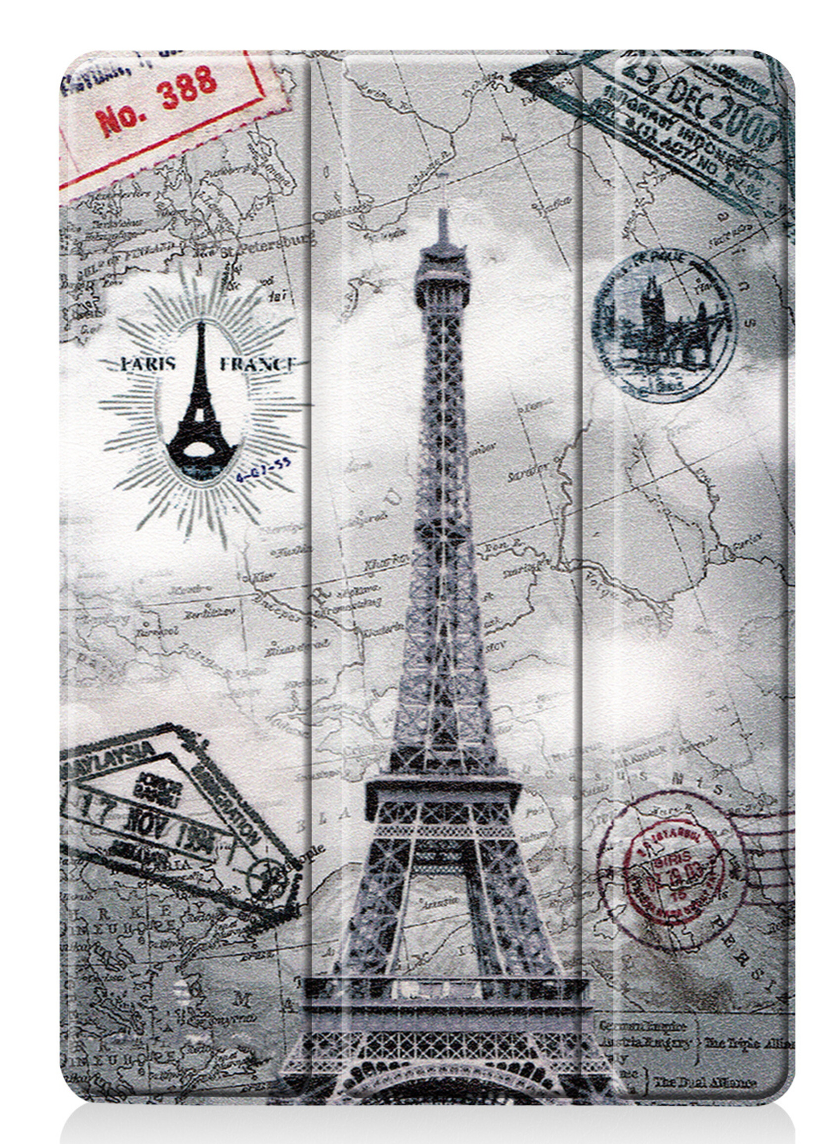 BTH Hoes Geschikt voor iPad 10.2 2021 Hoes Book Case Hoesje Trifold Cover Met Screenprotector - Hoesje Geschikt voor iPad 9 Hoesje Bookcase - Eiffeltoren