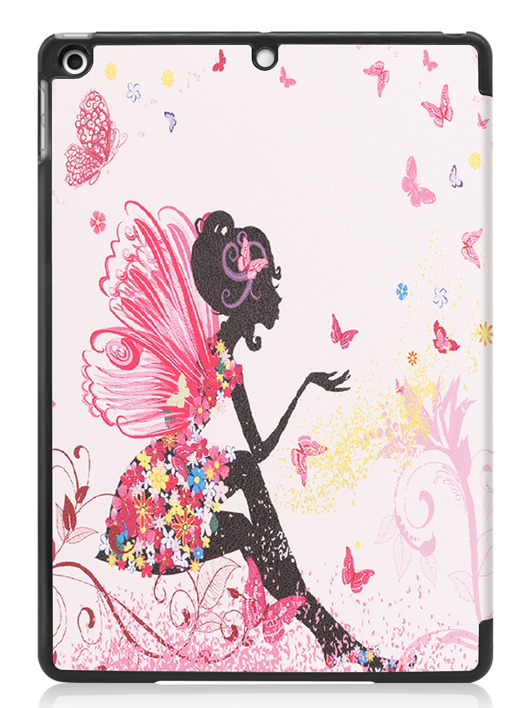 BTH Hoes Geschikt voor iPad 10.2 2021 Hoes Book Case Hoesje Trifold Cover Met Screenprotector - Hoesje Geschikt voor iPad 9 Hoesje Bookcase - Elfje
