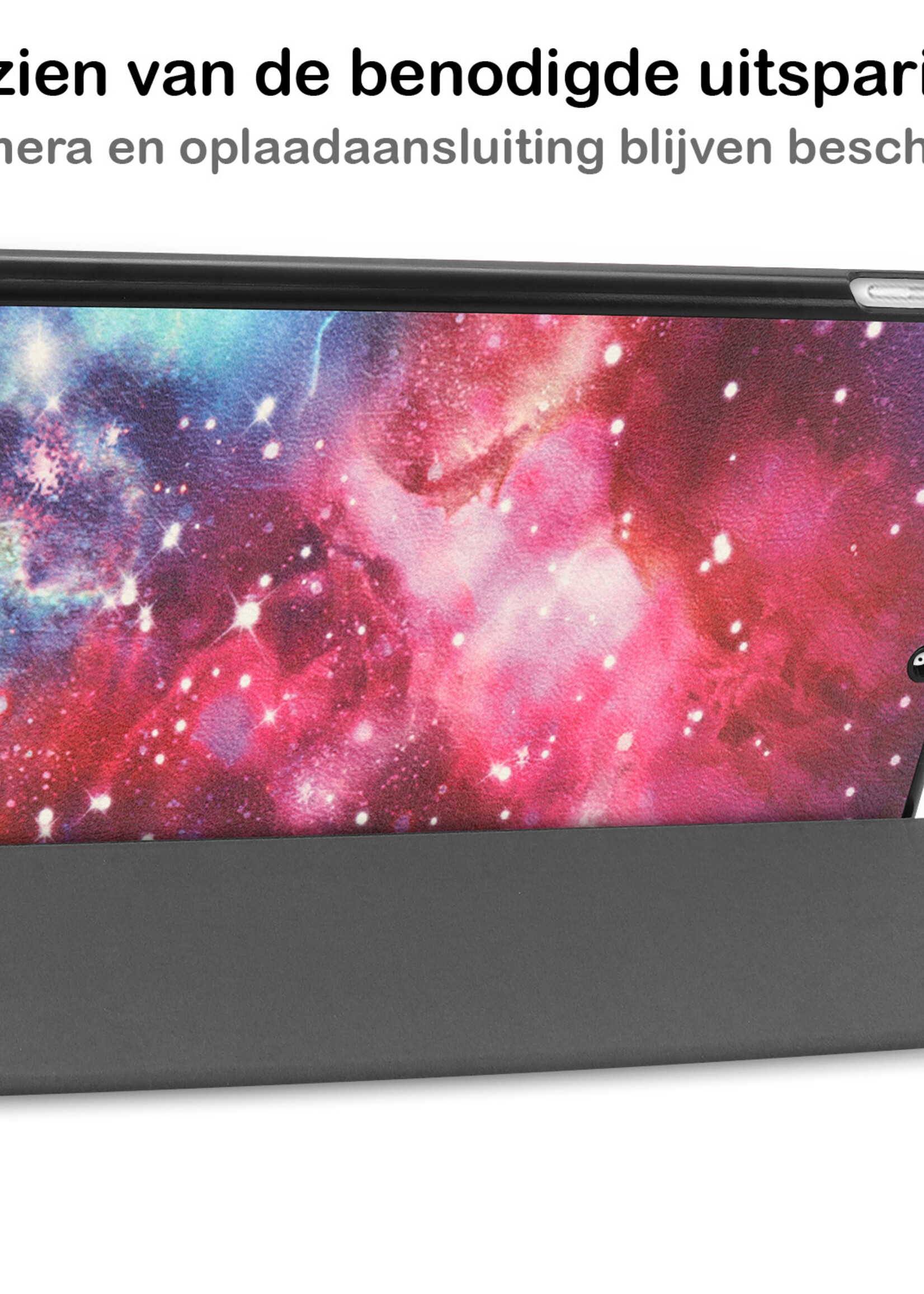 BTH Hoes Geschikt voor iPad 10.2 2021 Hoes Book Case Hoesje Trifold Cover Met Screenprotector - Hoesje Geschikt voor iPad 9 Hoesje Bookcase - Galaxy