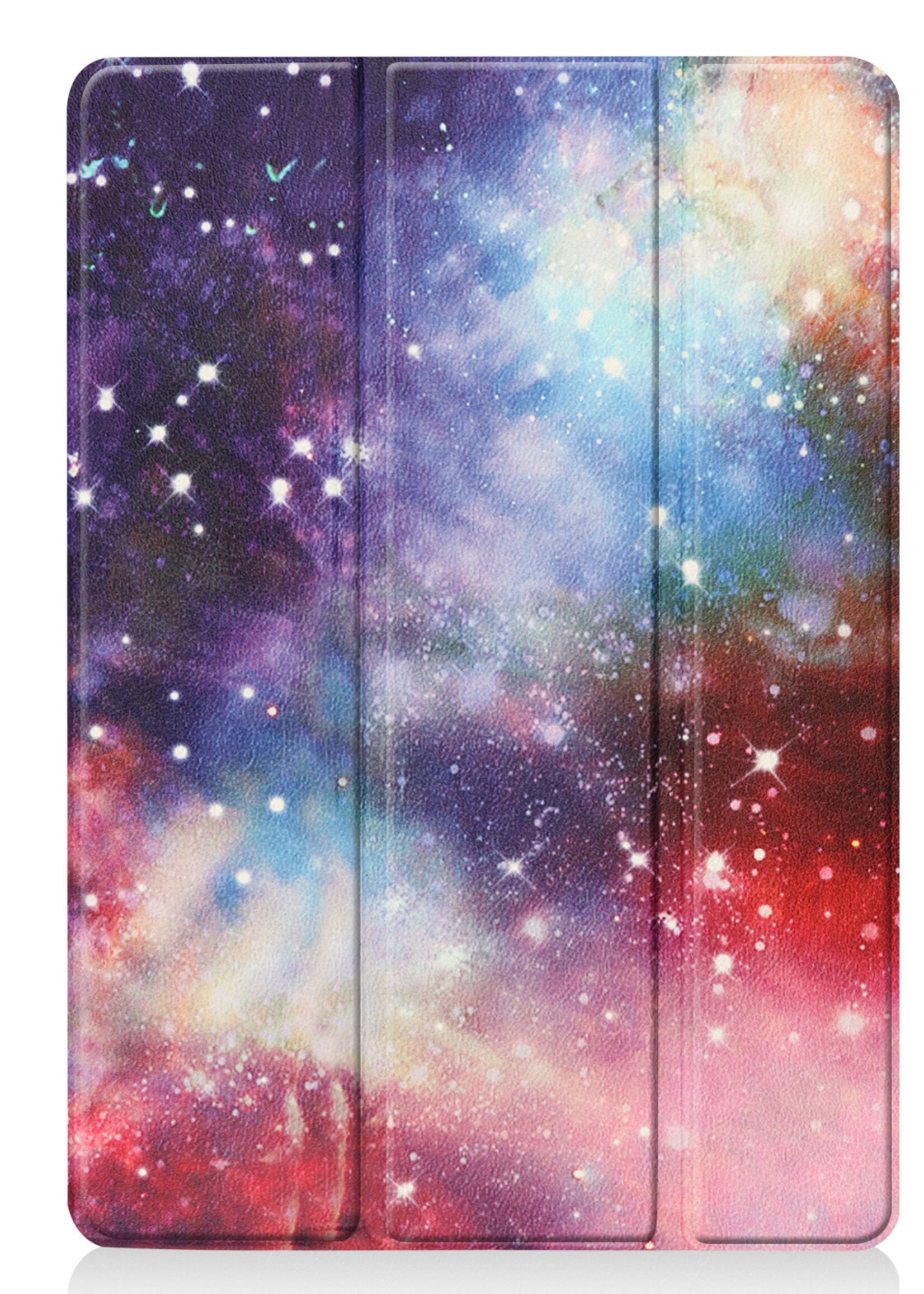 BTH Hoes Geschikt voor iPad 10.2 2021 Hoes Book Case Hoesje Trifold Cover Met Screenprotector - Hoesje Geschikt voor iPad 9 Hoesje Bookcase - Galaxy