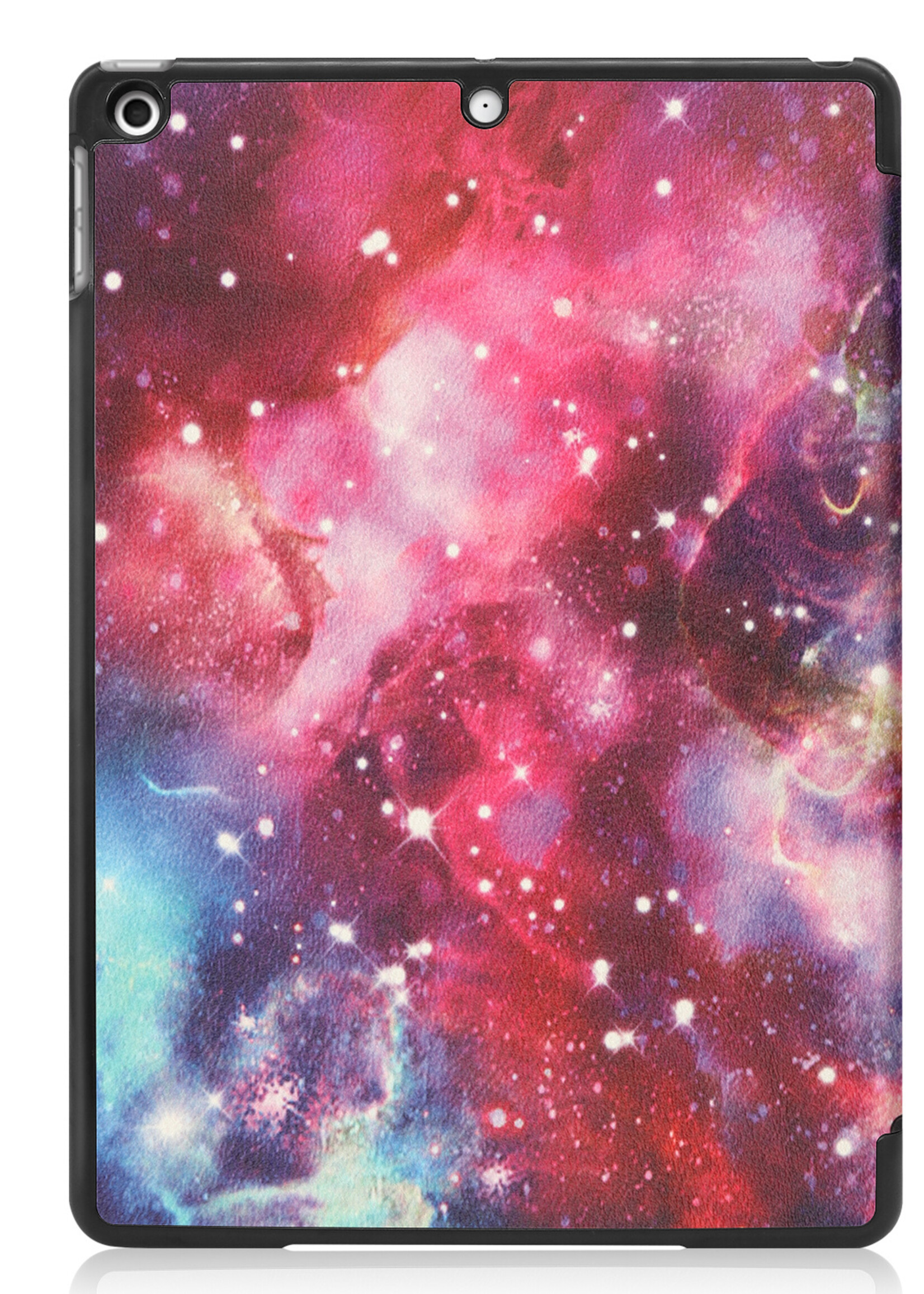 BTH Hoes Geschikt voor iPad 10.2 2021 Hoes Book Case Hoesje Trifold Cover Met Screenprotector - Hoesje Geschikt voor iPad 9 Hoesje Bookcase - Galaxy
