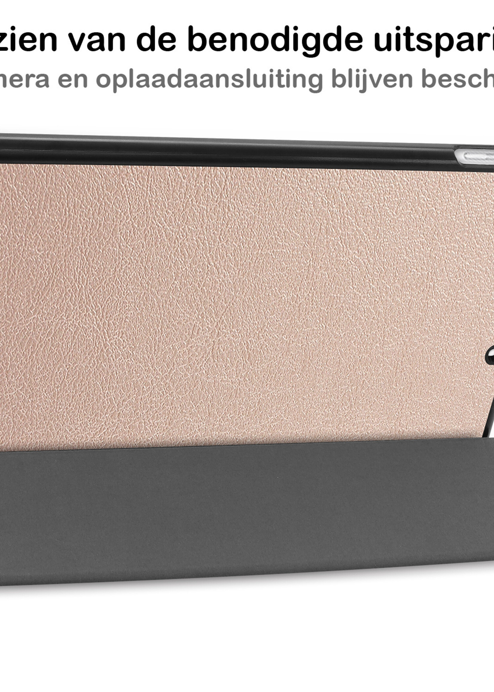 BTH Hoes Geschikt voor iPad 10.2 2021 Hoes Book Case Hoesje Trifold Cover Met Screenprotector - Hoesje Geschikt voor iPad 9 Hoesje Bookcase - Goud