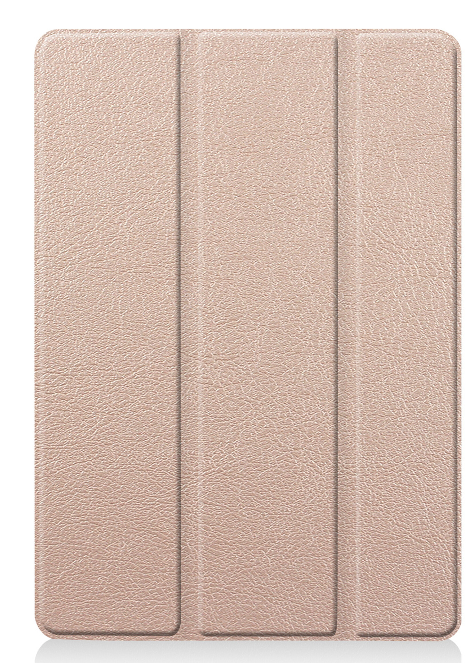 BTH Hoes Geschikt voor iPad 10.2 2021 Hoes Book Case Hoesje Trifold Cover Met Screenprotector - Hoesje Geschikt voor iPad 9 Hoesje Bookcase - Goud