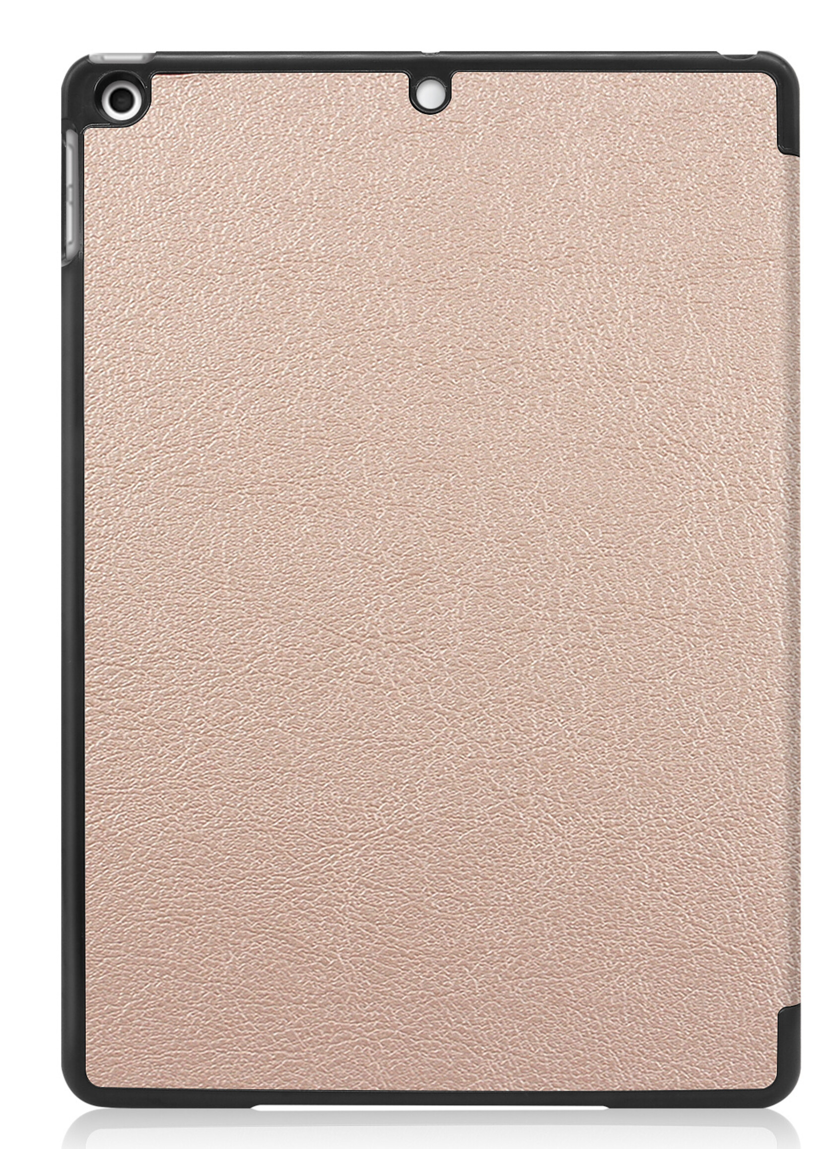 BTH Hoes Geschikt voor iPad 10.2 2021 Hoes Book Case Hoesje Trifold Cover Met Screenprotector - Hoesje Geschikt voor iPad 9 Hoesje Bookcase - Goud