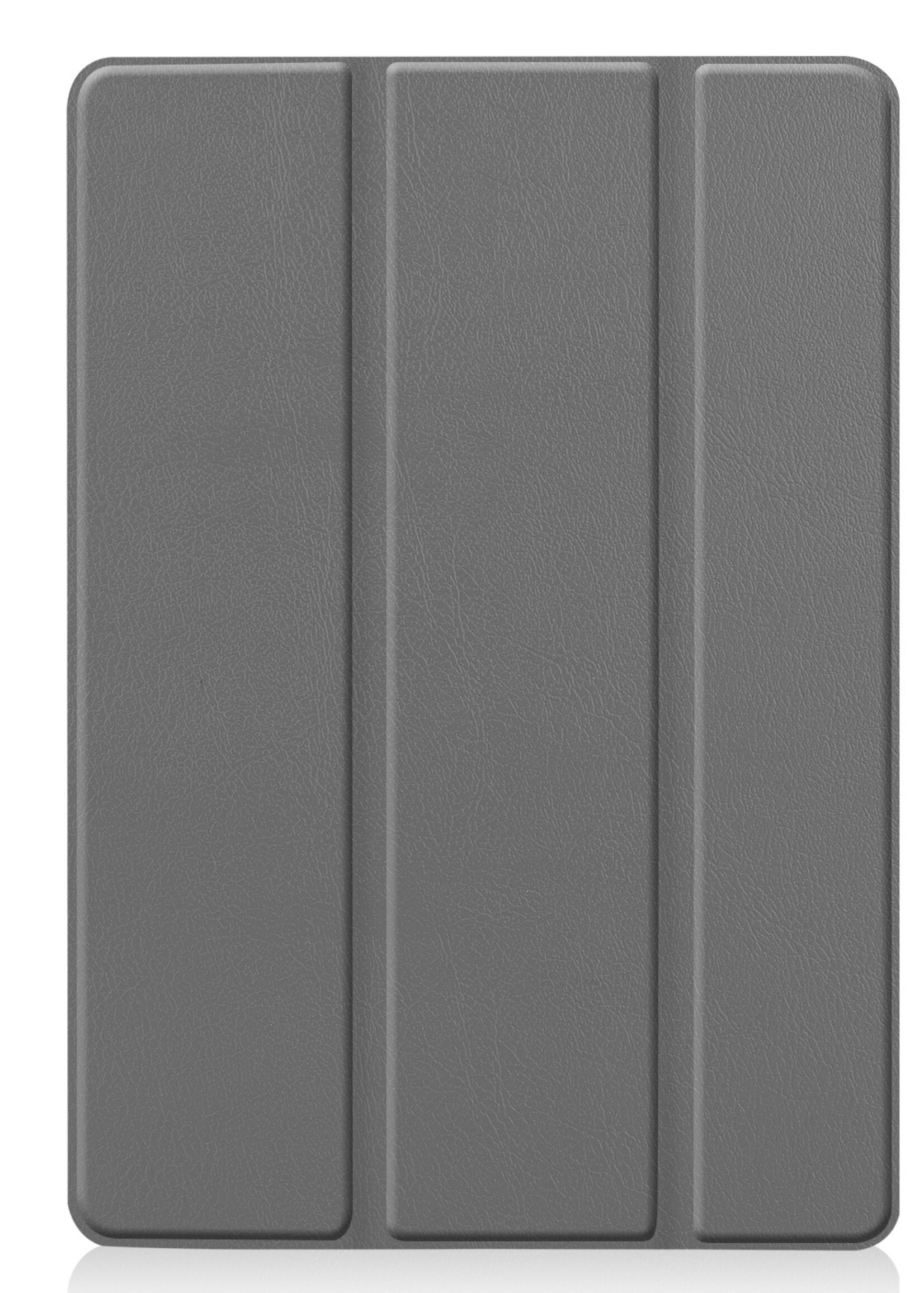 BTH Hoes Geschikt voor iPad 10.2 2021 Hoes Book Case Hoesje Trifold Cover Met Screenprotector - Hoesje Geschikt voor iPad 9 Hoesje Bookcase - Grijs