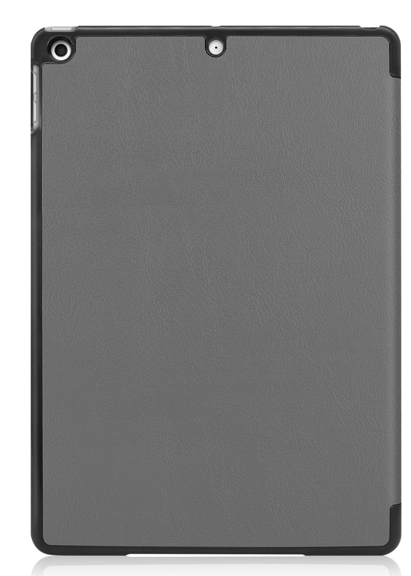 BTH Hoes Geschikt voor iPad 10.2 2021 Hoes Book Case Hoesje Trifold Cover Met Screenprotector - Hoesje Geschikt voor iPad 9 Hoesje Bookcase - Grijs