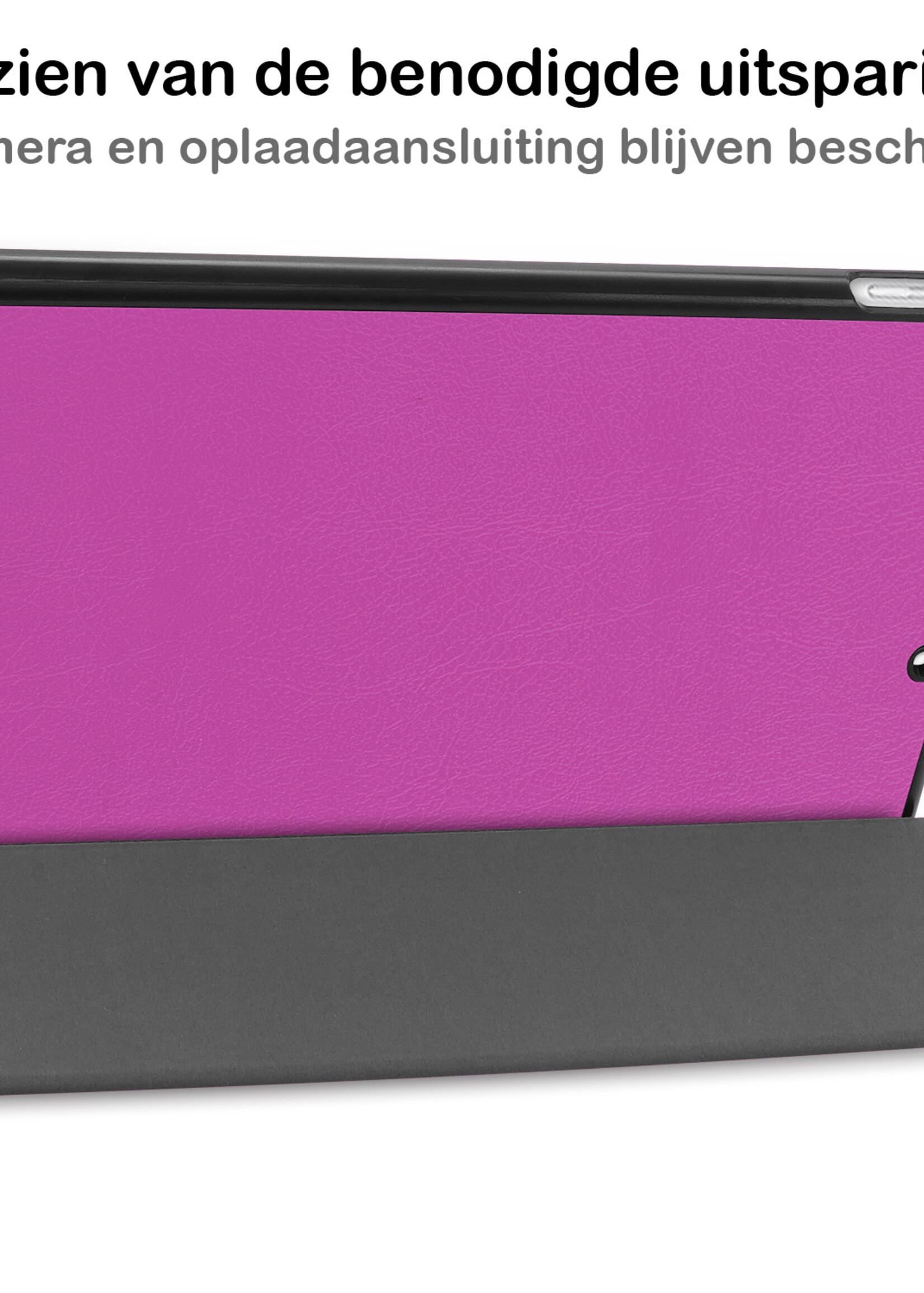 BTH Hoes Geschikt voor iPad 10.2 2021 Hoes Book Case Hoesje Trifold Cover Met Screenprotector - Hoesje Geschikt voor iPad 9 Hoesje Bookcase - Paars