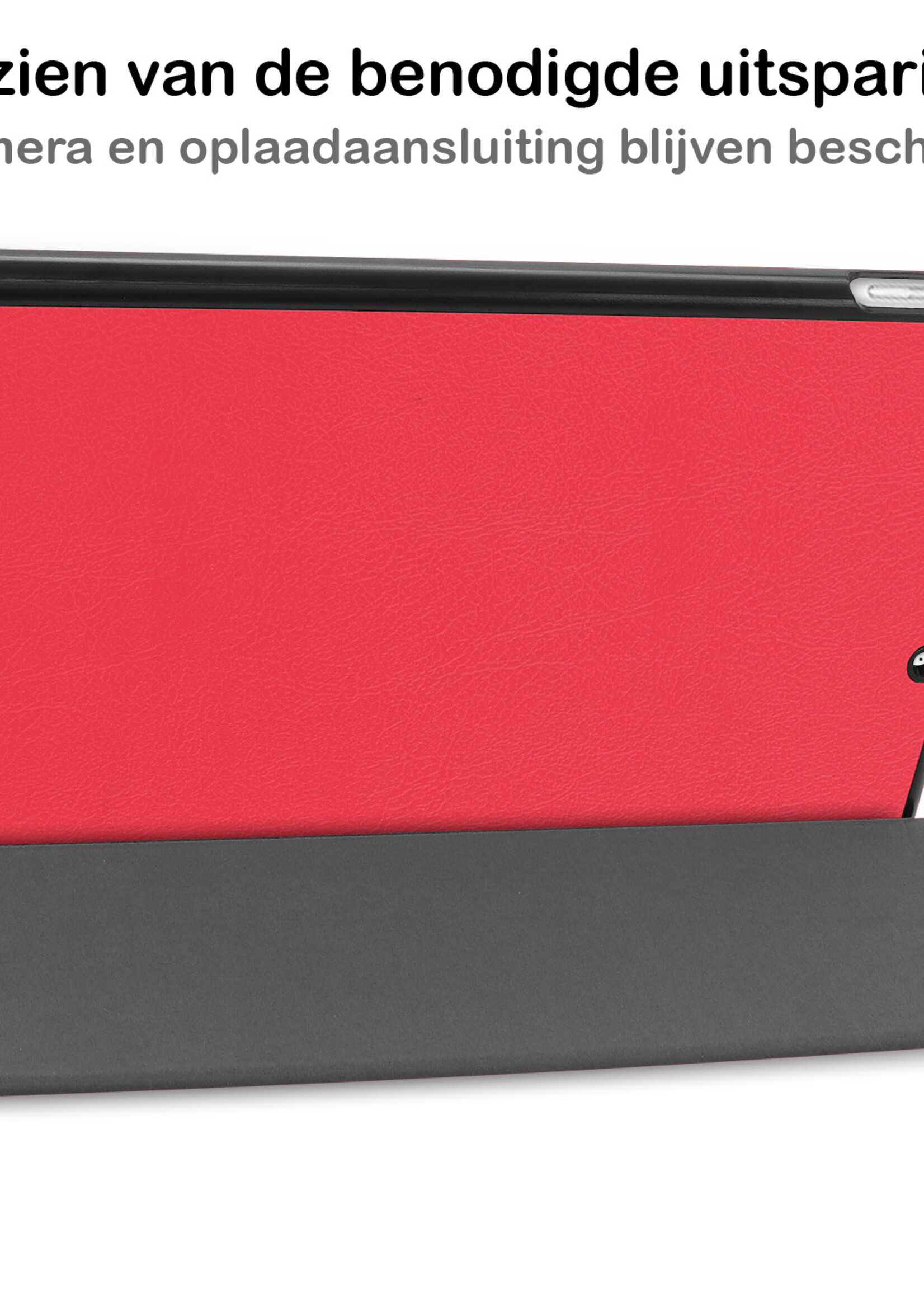BTH Hoes Geschikt voor iPad 10.2 2021 Hoes Book Case Hoesje Trifold Cover Met Screenprotector - Hoesje Geschikt voor iPad 9 Hoesje Bookcase - Rood