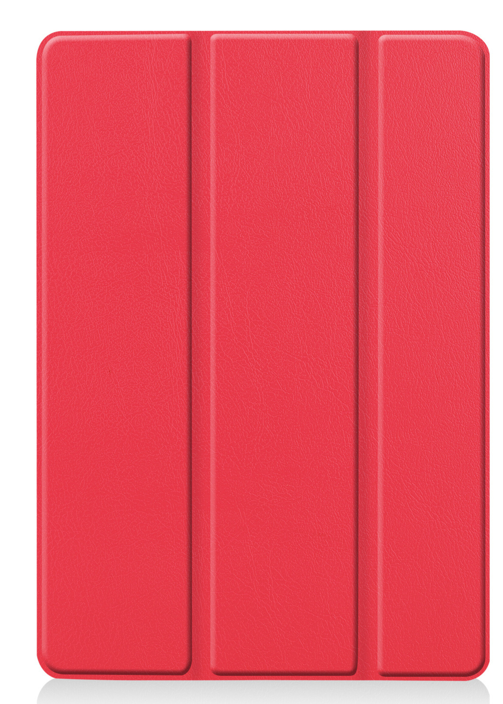 BTH Hoes Geschikt voor iPad 10.2 2021 Hoes Book Case Hoesje Trifold Cover Met Screenprotector - Hoesje Geschikt voor iPad 9 Hoesje Bookcase - Rood