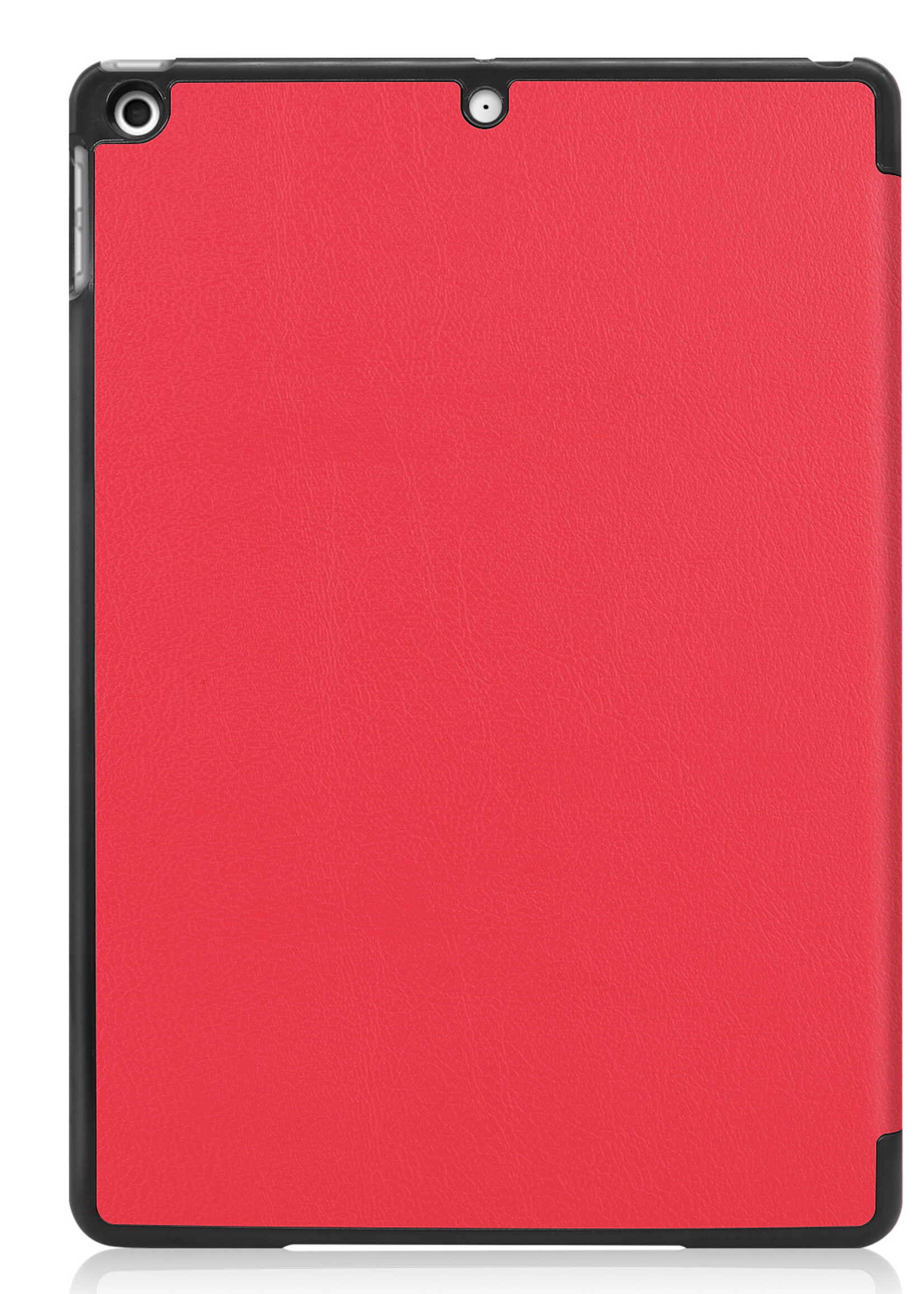BTH Hoes Geschikt voor iPad 10.2 2021 Hoes Book Case Hoesje Trifold Cover Met Screenprotector - Hoesje Geschikt voor iPad 9 Hoesje Bookcase - Rood