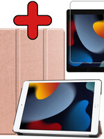 BTH BTH iPad 10.2 2021 hoesje rose goud met screenprotector