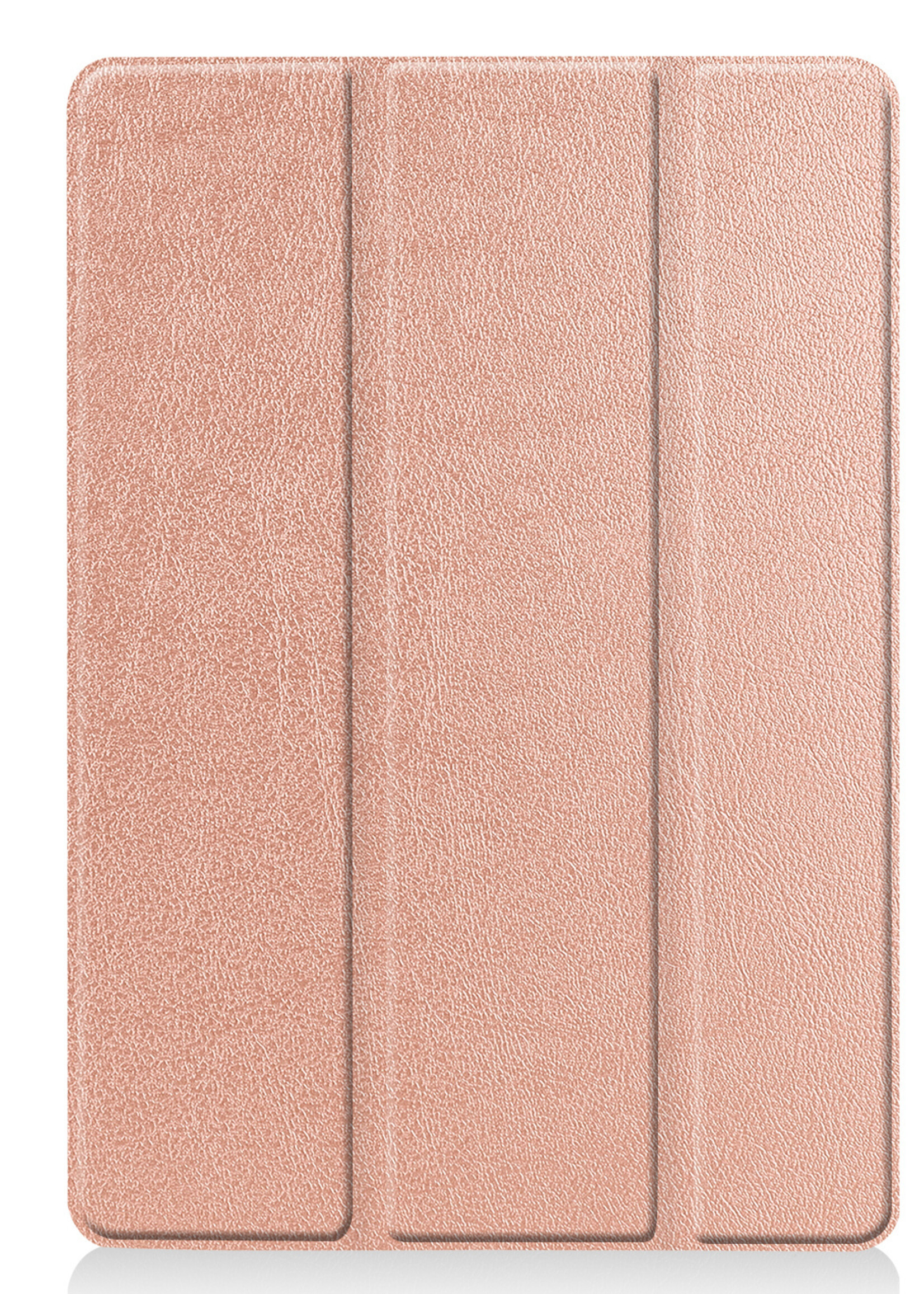 BTH Hoes Geschikt voor iPad 10.2 2021 Hoes Book Case Hoesje Trifold Cover Met Screenprotector - Hoesje Geschikt voor iPad 9 Hoesje Bookcase - Rosé goud