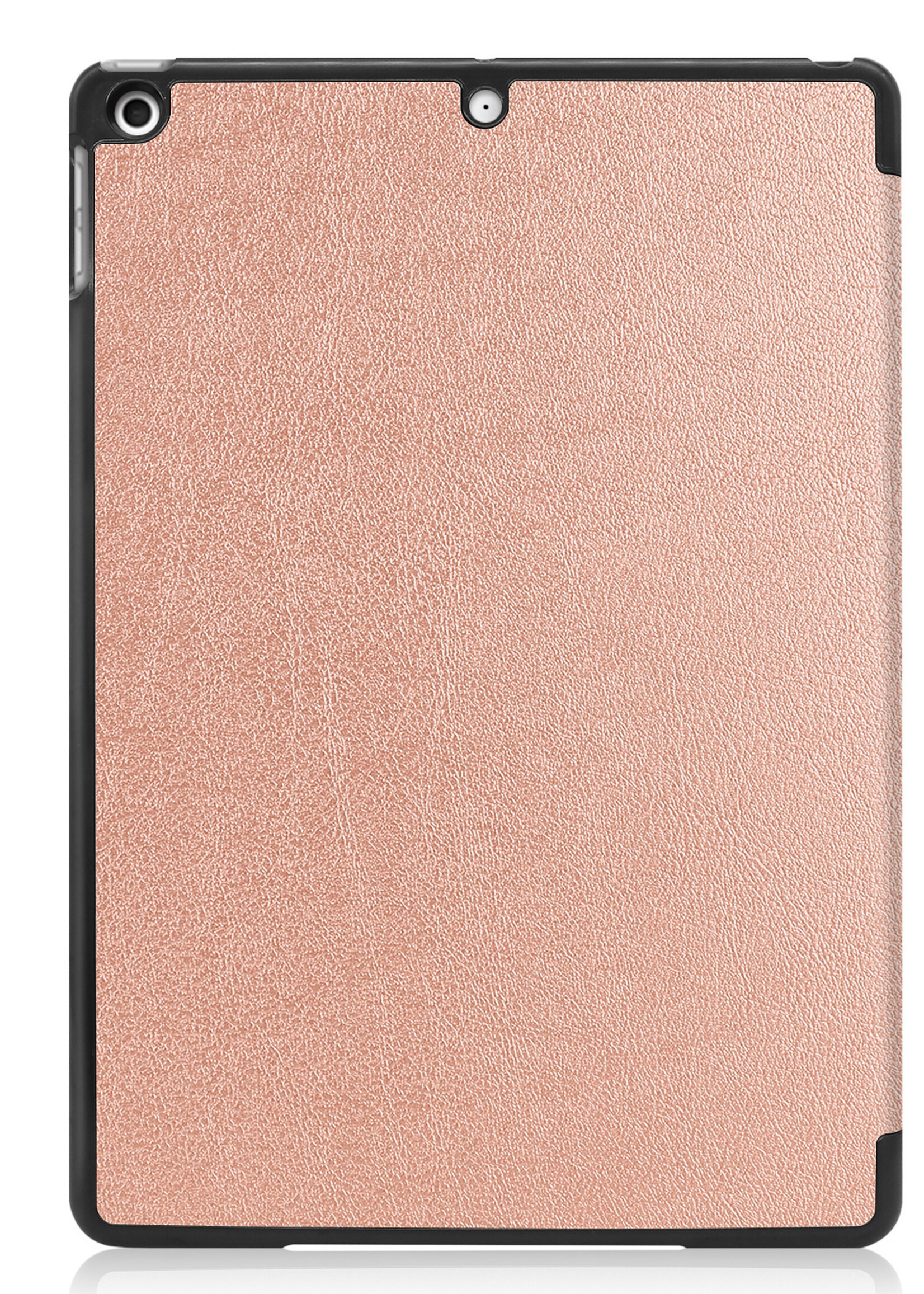 BTH Hoes Geschikt voor iPad 10.2 2021 Hoes Book Case Hoesje Trifold Cover Met Screenprotector - Hoesje Geschikt voor iPad 9 Hoesje Bookcase - Rosé goud