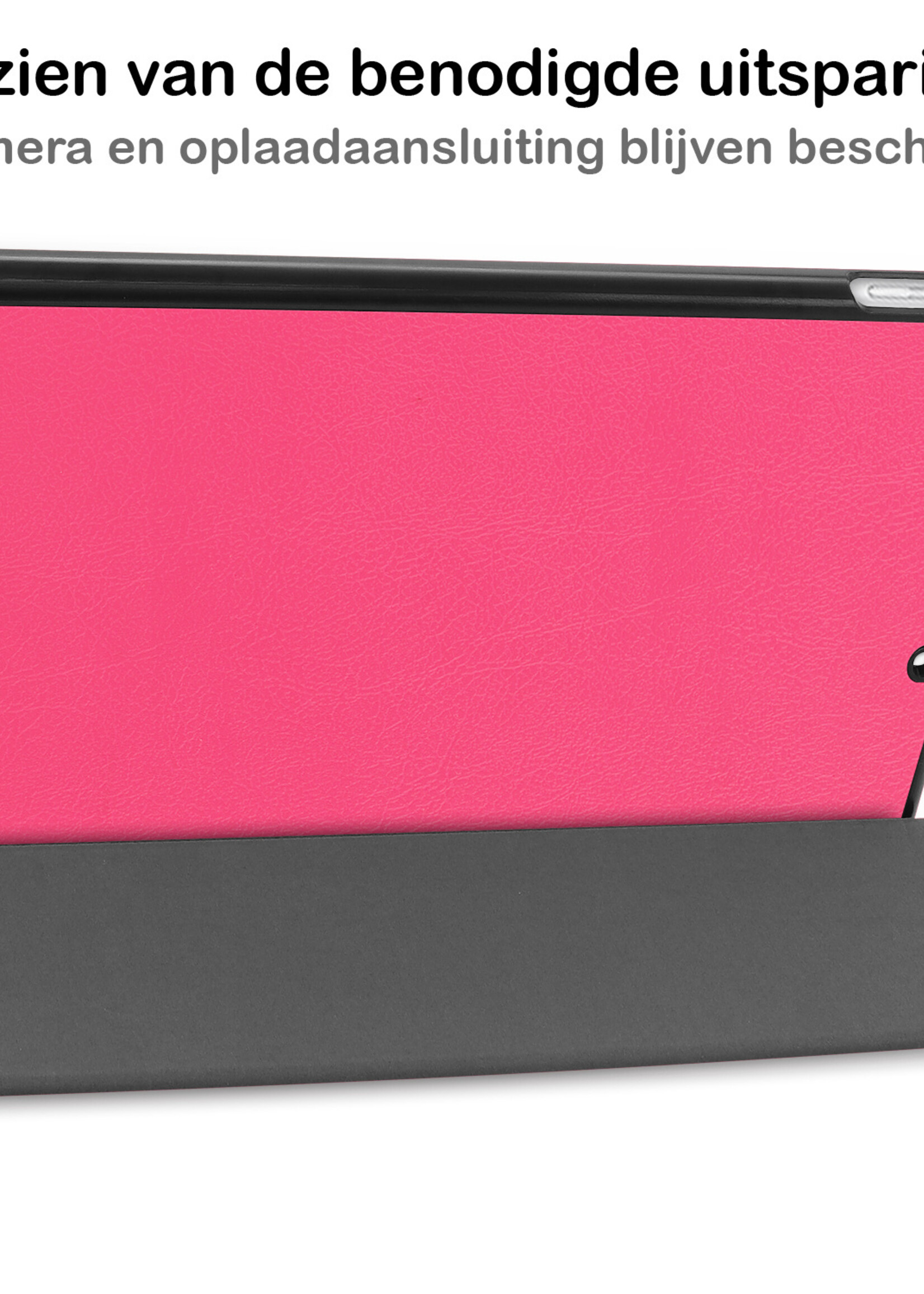 BTH Hoes Geschikt voor iPad 10.2 2021 Hoes Book Case Hoesje Trifold Cover Met Screenprotector - Hoesje Geschikt voor iPad 9 Hoesje Bookcase - Roze