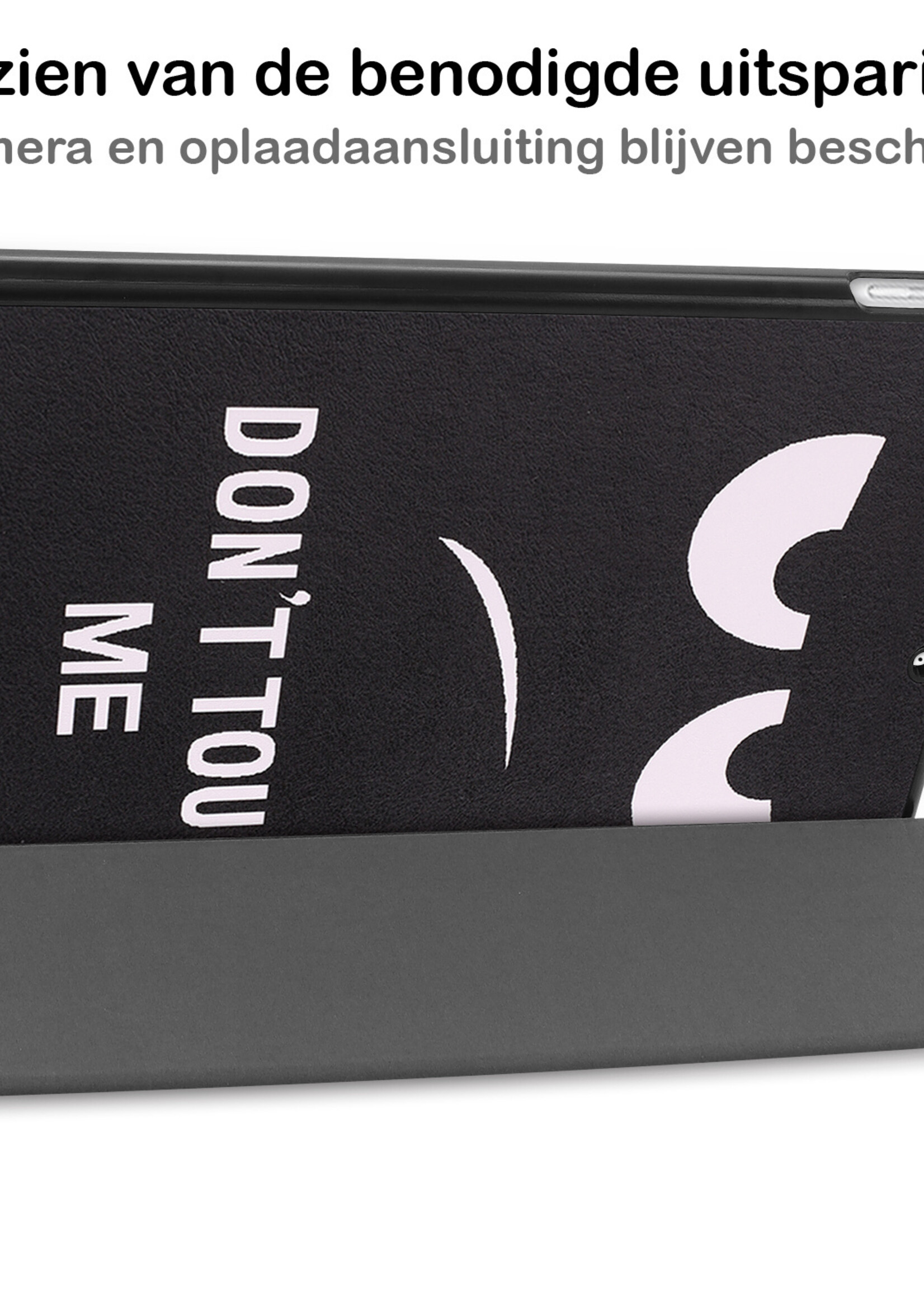 BTH Hoes Geschikt voor iPad 10.2 2021 Hoes Book Case Hoesje Trifold Cover Met Screenprotector - Hoesje Geschikt voor iPad 9 Hoesje Bookcase - Don't Touch Me