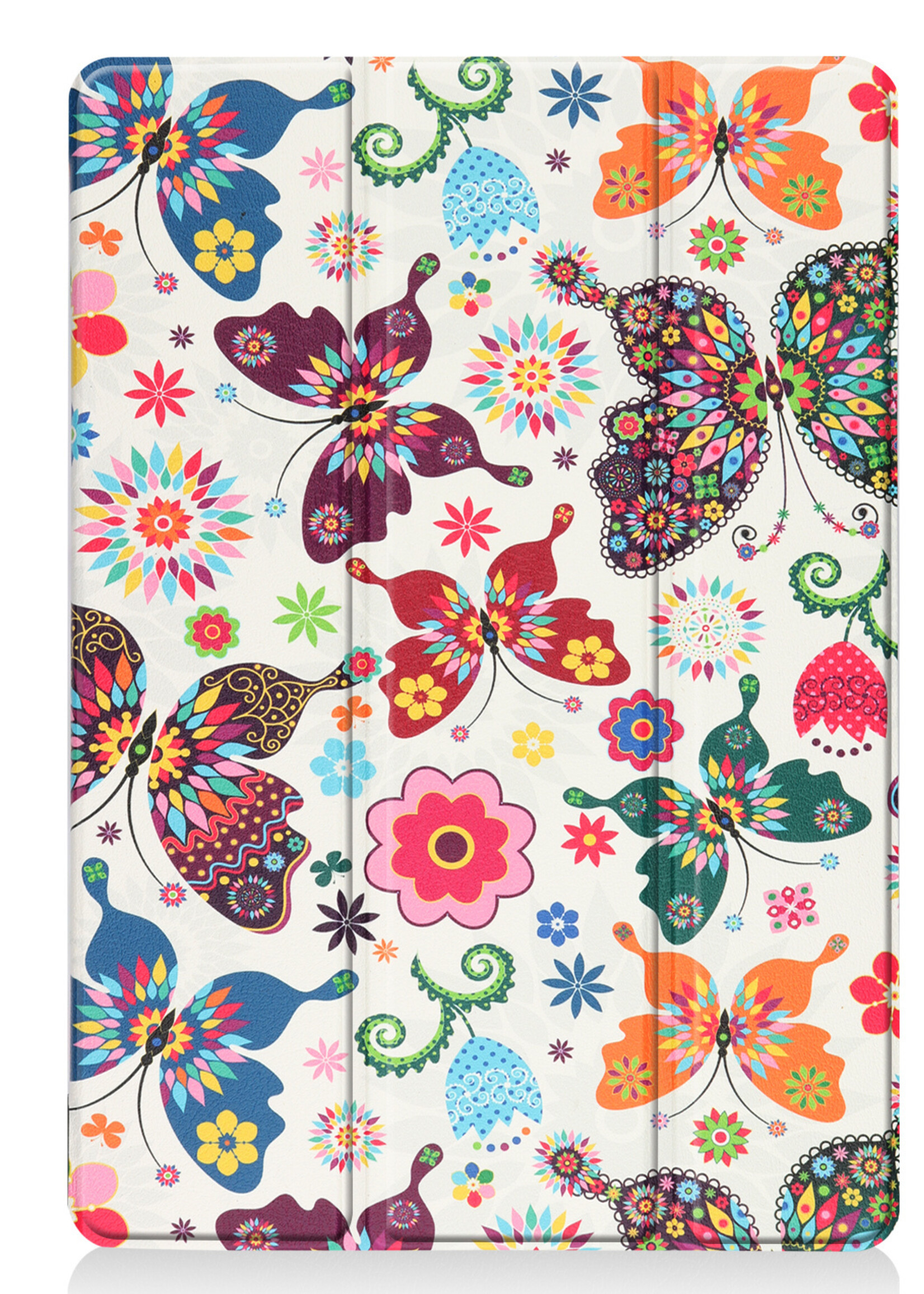 BTH Hoes Geschikt voor iPad 10.2 2021 Hoes Book Case Hoesje Trifold Cover Met Screenprotector - Hoesje Geschikt voor iPad 9 Hoesje Bookcase - Vlinders