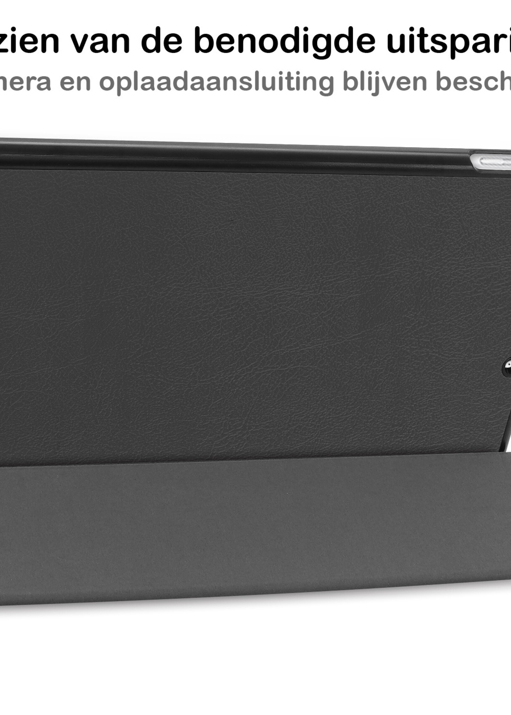 BTH Hoes Geschikt voor iPad 10.2 2021 Hoes Book Case Hoesje Trifold Cover Met Screenprotector - Hoesje Geschikt voor iPad 9 Hoesje Bookcase - Zwart