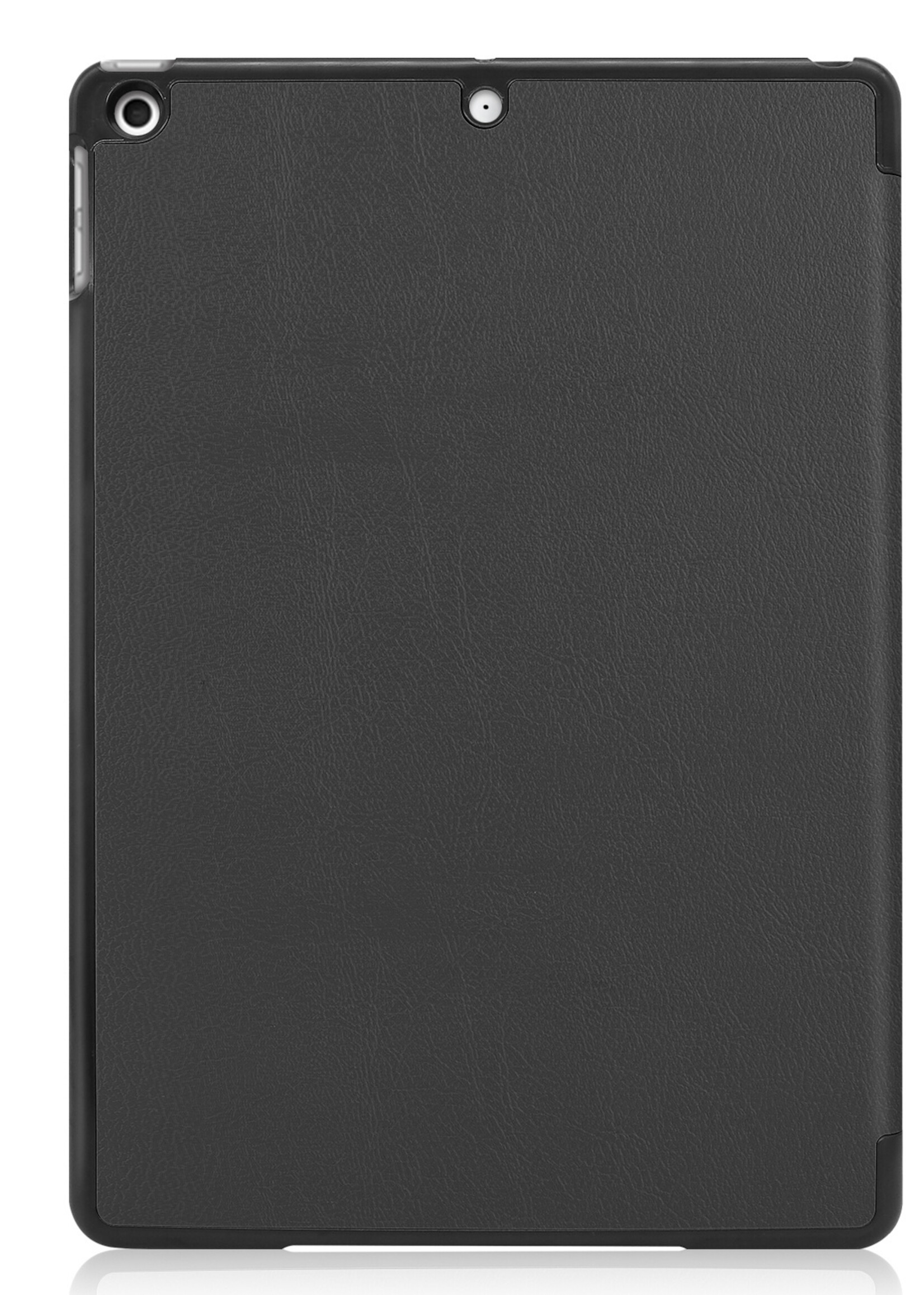 BTH Hoes Geschikt voor iPad 10.2 2021 Hoes Book Case Hoesje Trifold Cover Met Screenprotector - Hoesje Geschikt voor iPad 9 Hoesje Bookcase - Zwart