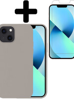BTH BTH iPhone 13 Hoesje Siliconen Met Screenprotector - Grijs