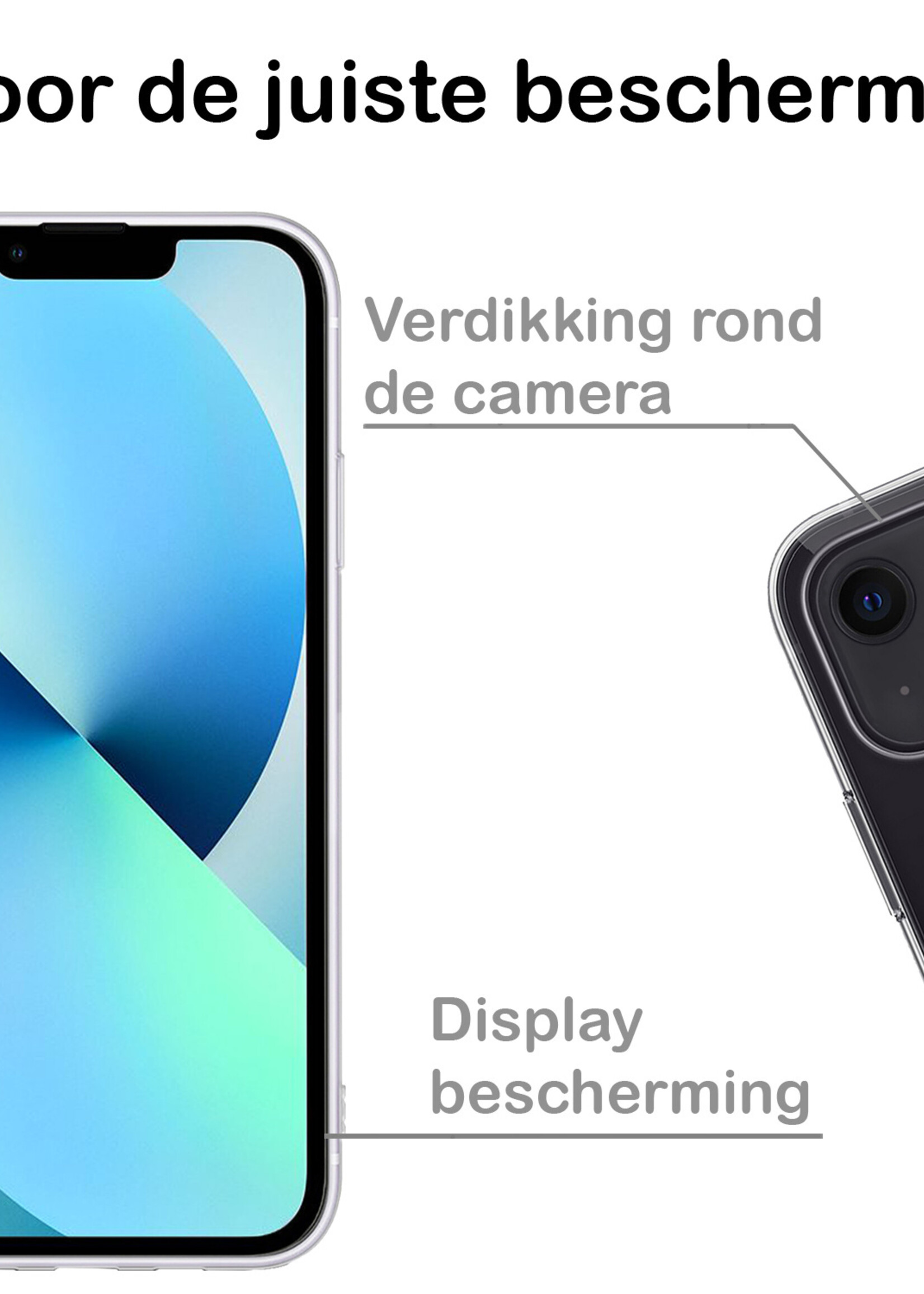 BTH Hoesje Geschikt voor iPhone 13 Mini Hoesje Siliconen Case Hoes Met Screenprotector - Hoes Geschikt voor iPhone 13 Mini Hoes Cover Case - Transparant