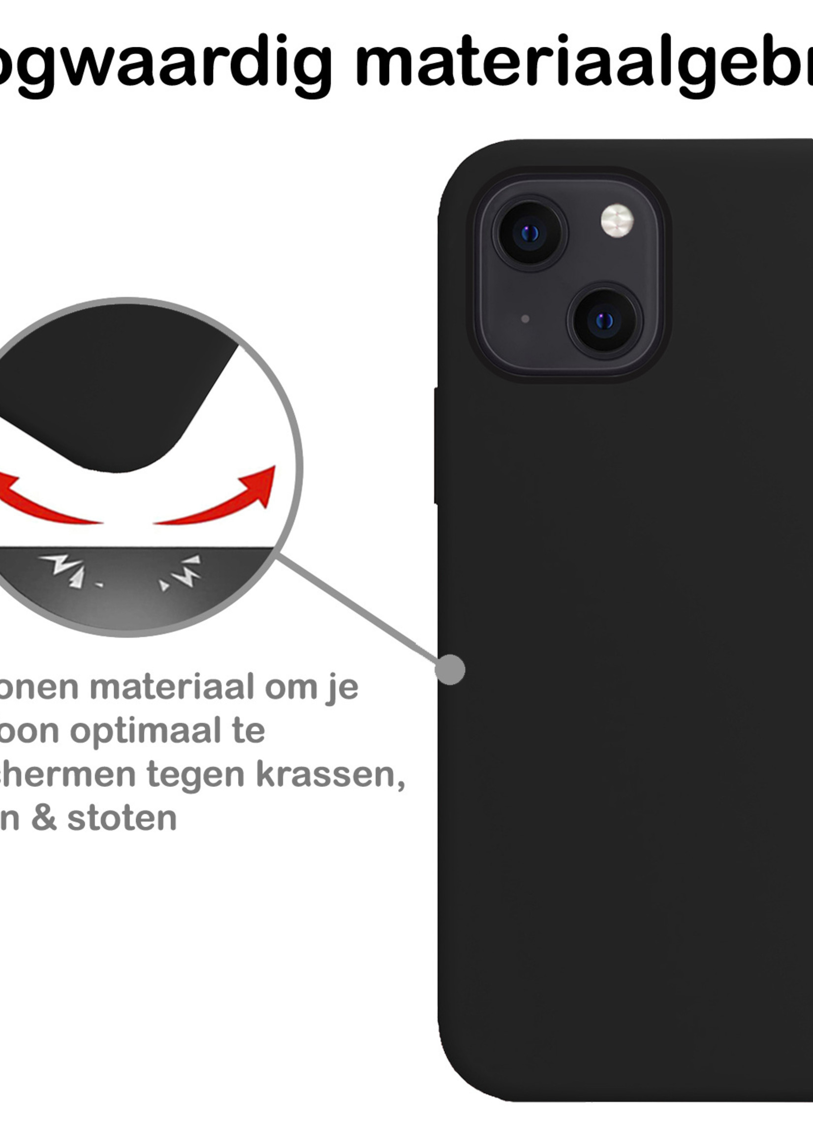 BTH Hoesje Geschikt voor iPhone 13 Hoesje Siliconen Case Hoes Met Screenprotector - Hoes Geschikt voor iPhone 13 Hoes Cover Case - Zwart