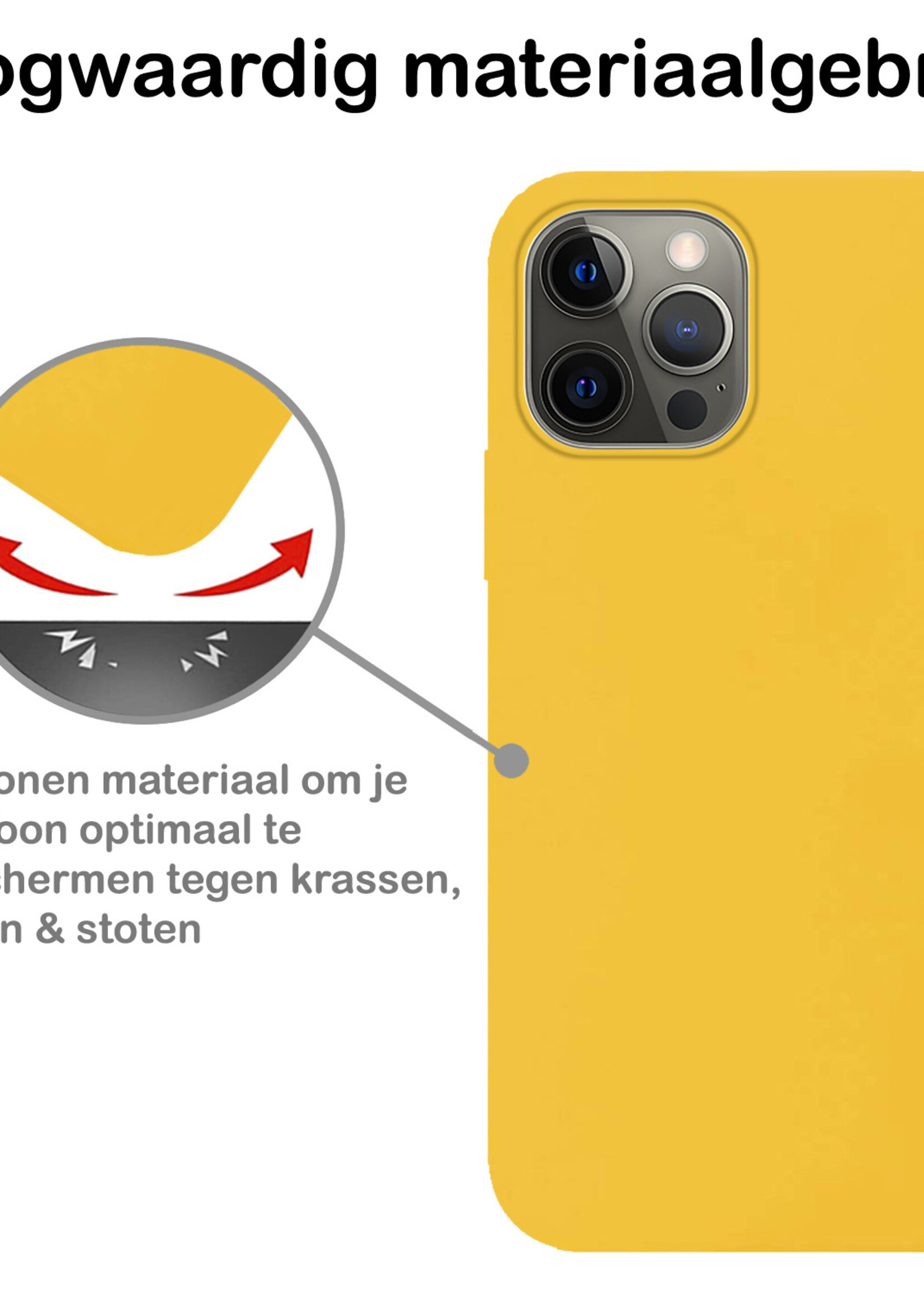 BTH Hoesje Geschikt voor iPhone 13 Hoesje Siliconen Case Hoes Met Screenprotector - Hoes Geschikt voor iPhone 13 Hoes Cover Case - Geel