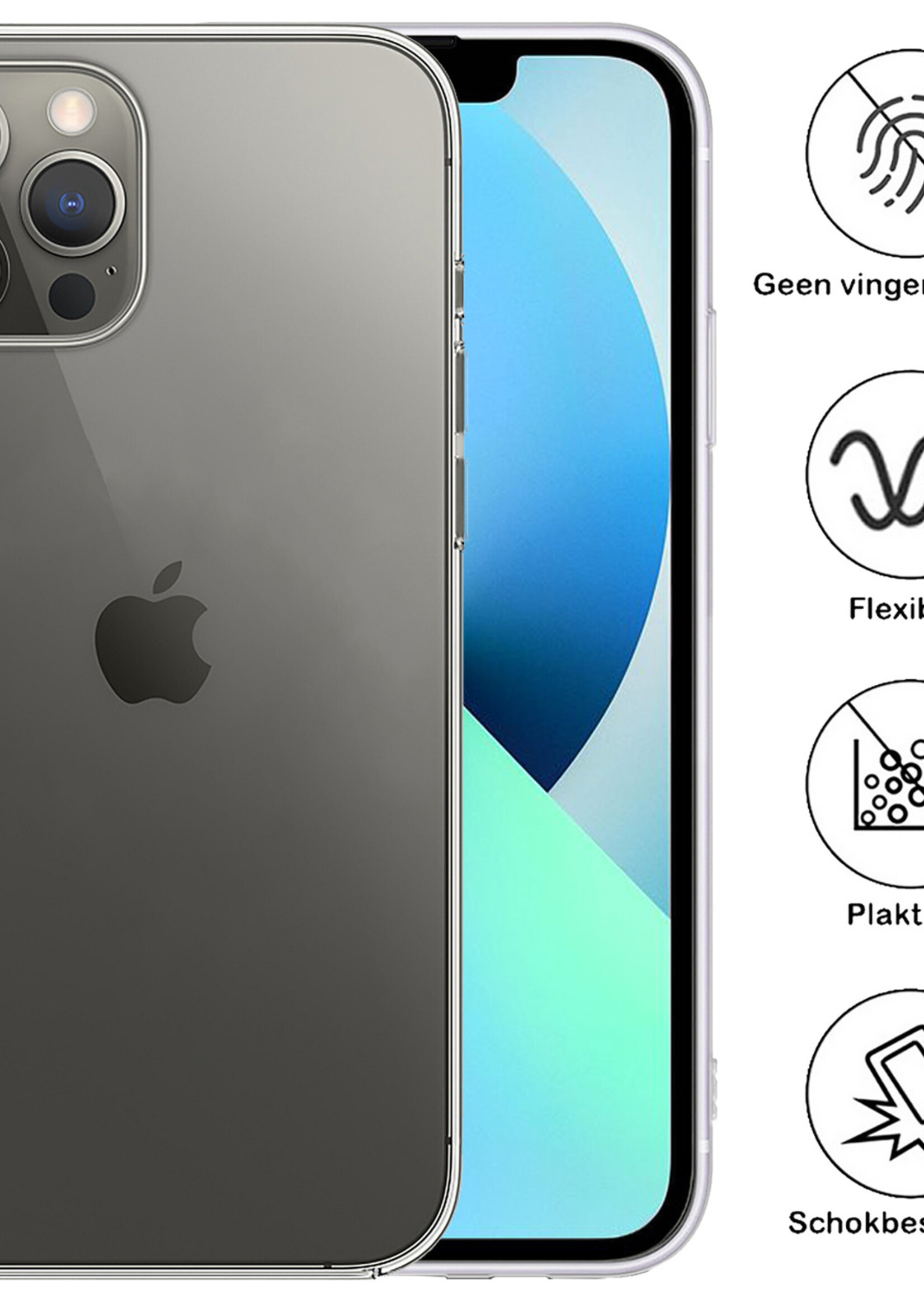 BTH Hoesje Geschikt voor iPhone 13 Hoesje Siliconen Case Hoes Met Screenprotector - Hoes Geschikt voor iPhone 13 Hoes Cover Case - Transparant