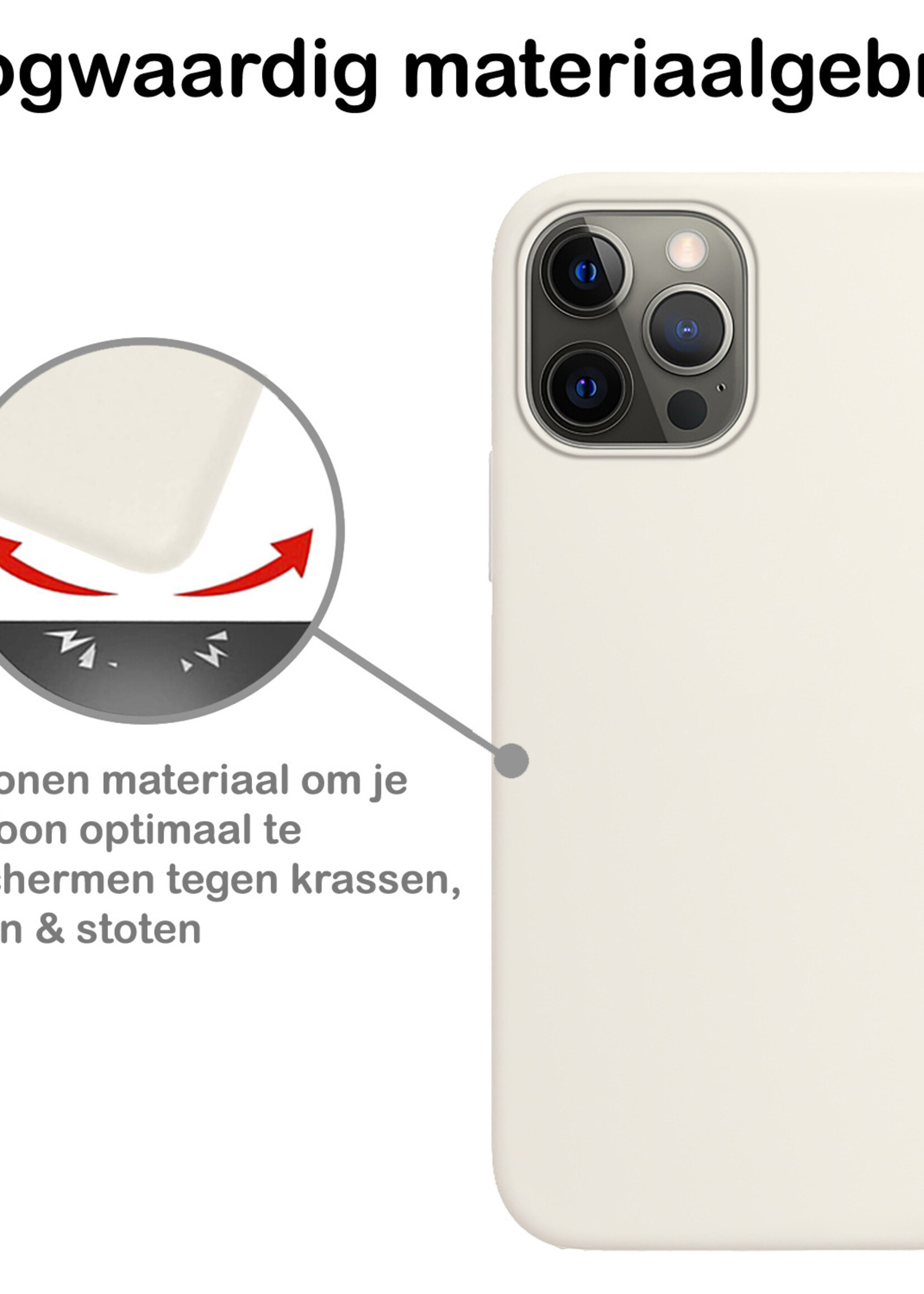 BTH Hoesje Geschikt voor iPhone 13 Pro Max Hoesje Siliconen Case Hoes Met Screenprotector - Hoes Geschikt voor iPhone 13 Pro Max Hoes Cover Case - Wit