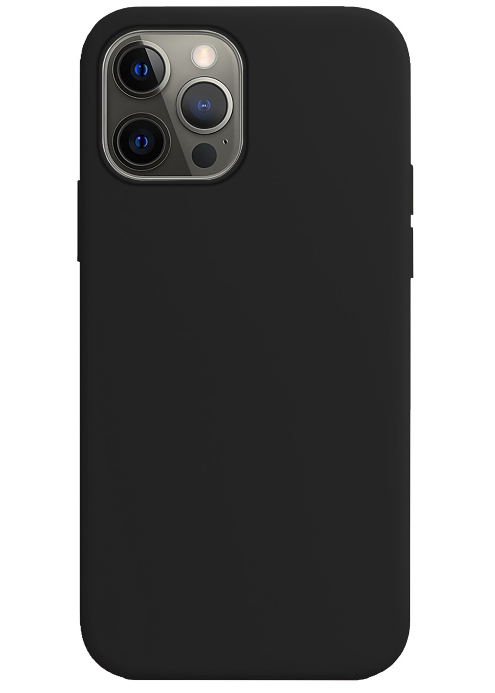 BTH Hoesje Geschikt voor iPhone 13 Pro Max Hoesje Siliconen Case Hoes Met Screenprotector - Hoes Geschikt voor iPhone 13 Pro Max Hoes Cover Case - Zwart